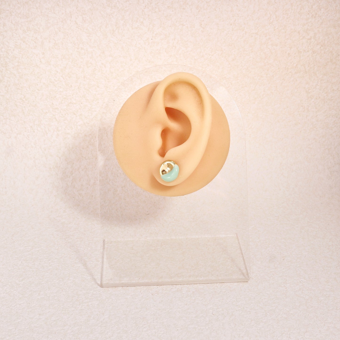 Tiffany's Gold Blue Handpainted Simple Stud Earrings