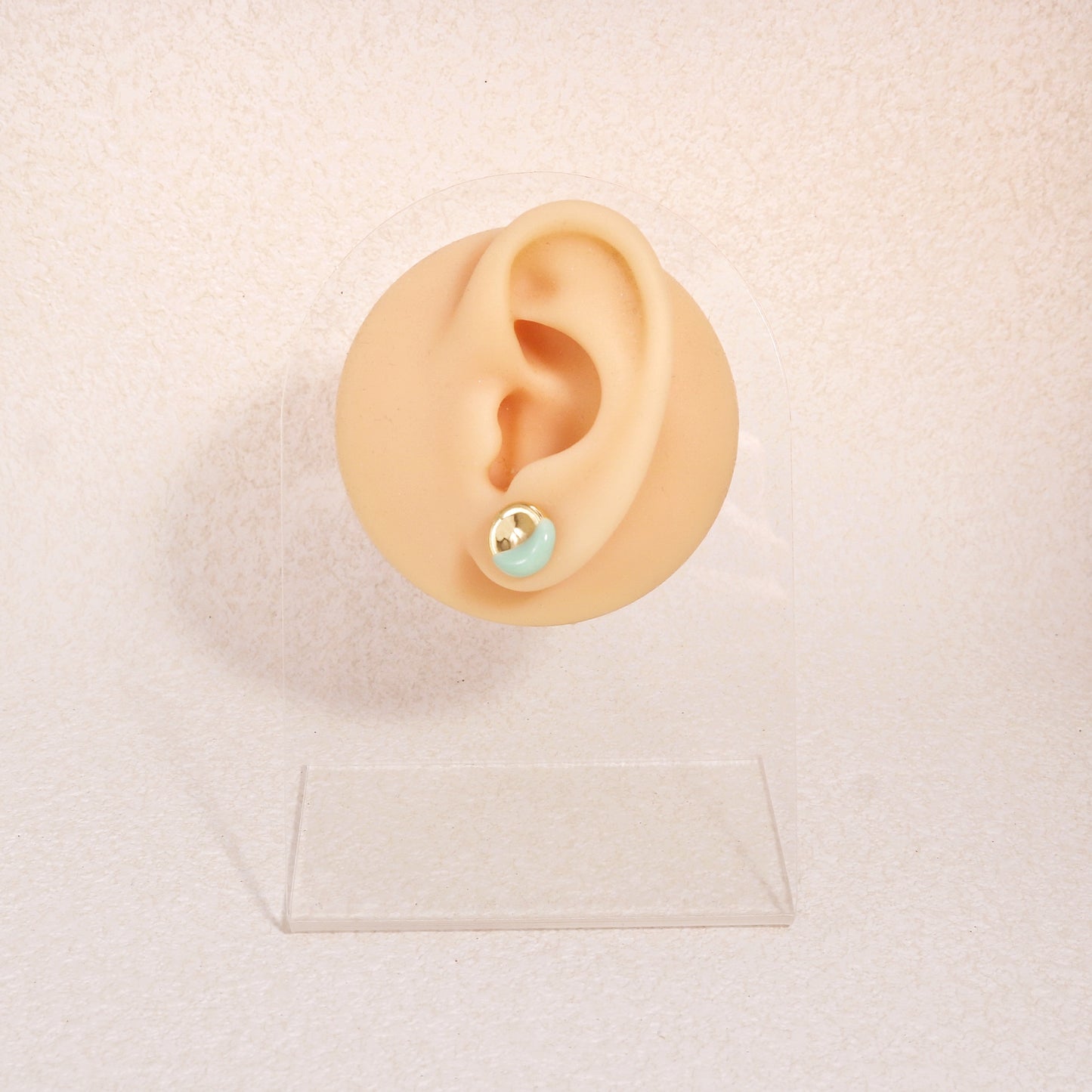 Tiffany's Gold Blue Handpainted Simple Stud Earrings