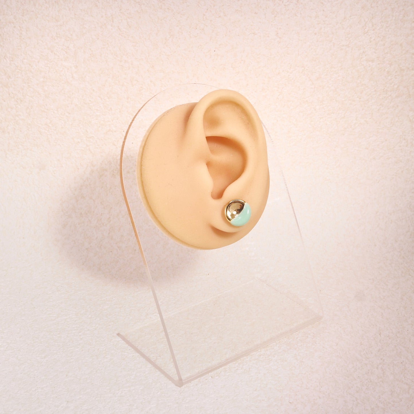 Tiffany's Gold Blue Handpainted Simple Stud Earrings