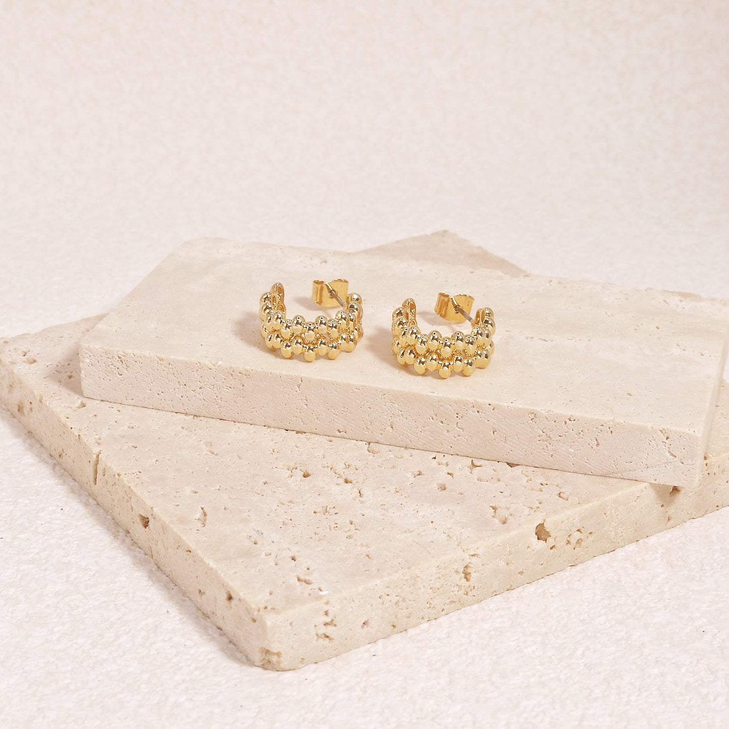 Millenia Honeycomb Gold Open Hoop Earrings