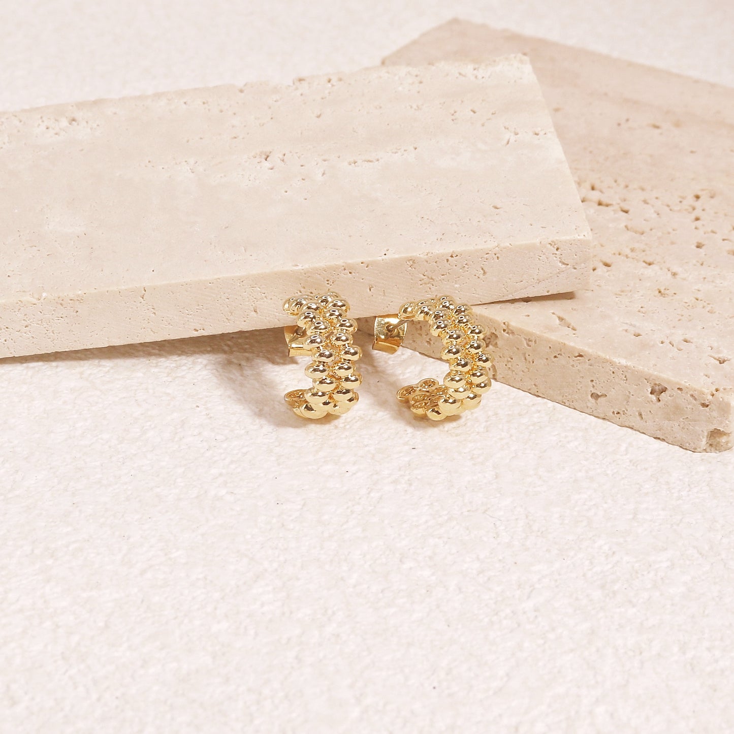 Millenia Honeycomb Gold Open Hoop Earrings