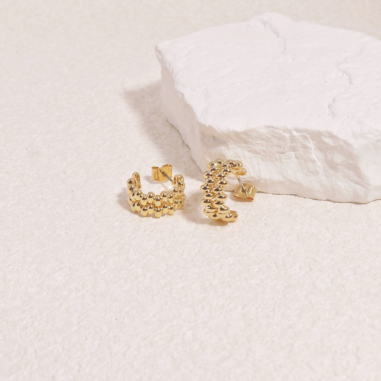 Millenia Honeycomb Gold Open Hoop Earrings
