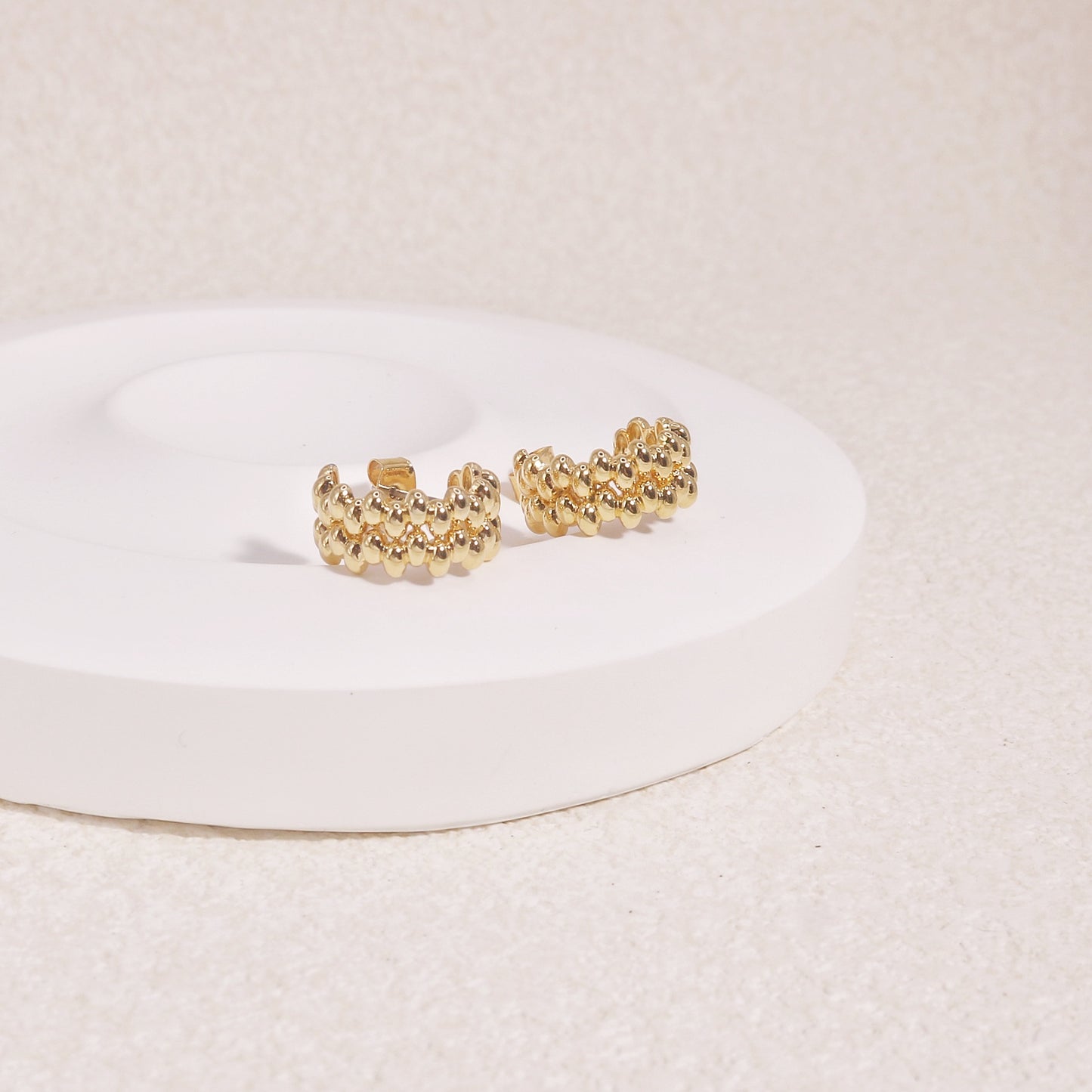 Millenia Honeycomb Gold Open Hoop Earrings