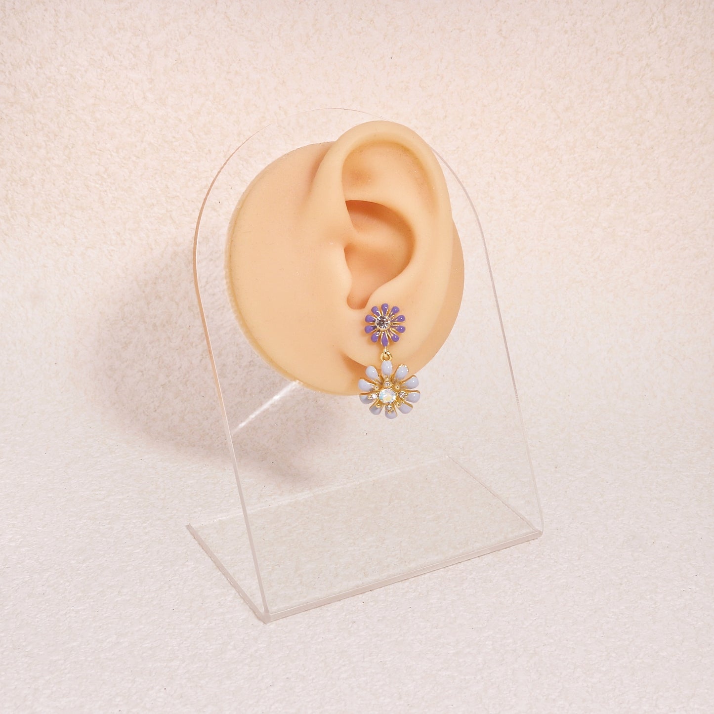 Cynthia Stylish Pastel Double Floral Dangle Earrings