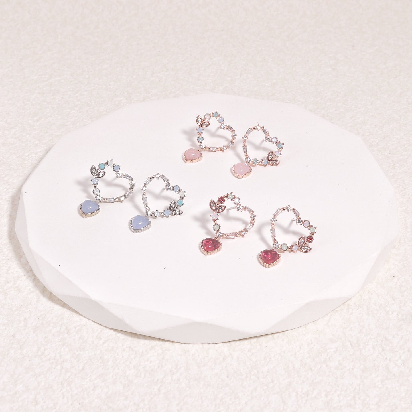 Alessandra Dainty Heart Crystal Drop Earrings