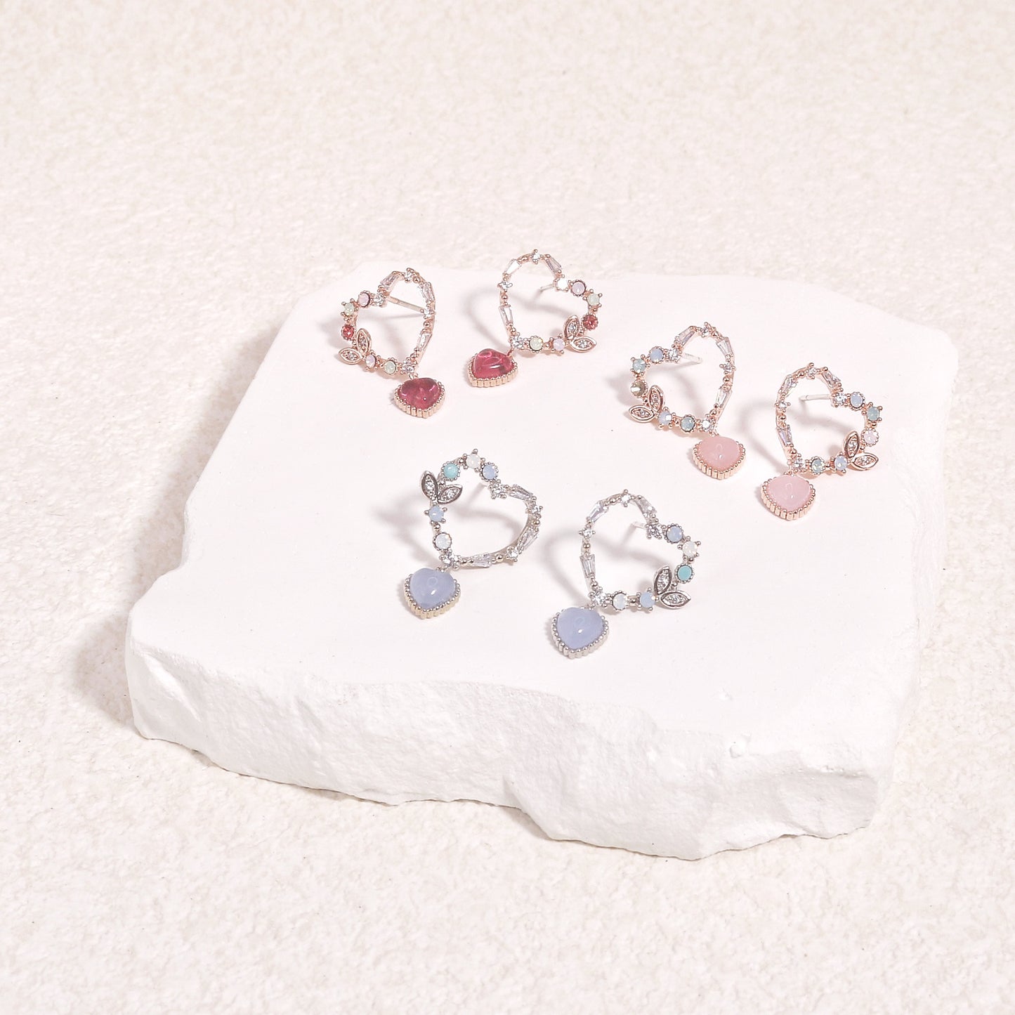 Alessandra Dainty Heart Crystal Drop Earrings