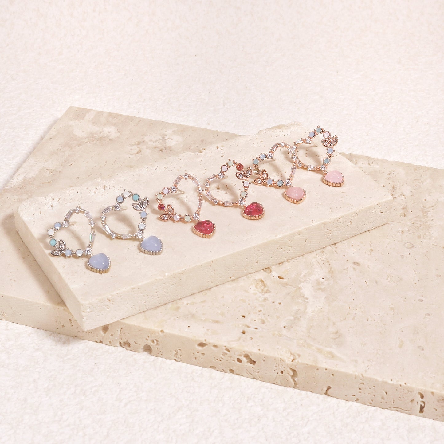 Alessandra Dainty Heart Crystal Drop Earrings