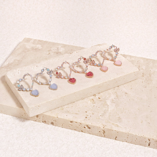 Alessandra Dainty Heart Crystal Drop Earrings