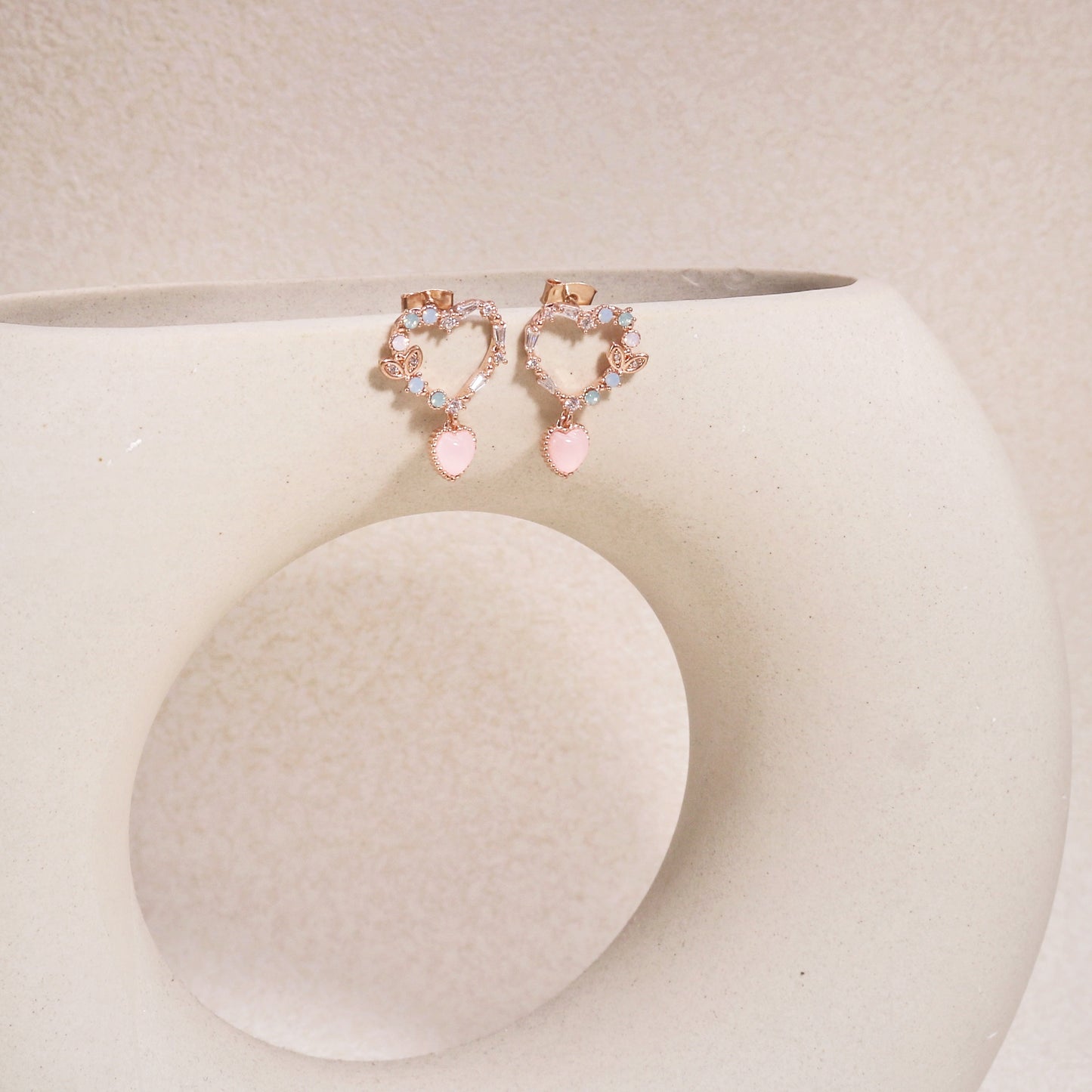 Alessandra Dainty Heart Crystal Drop Earrings