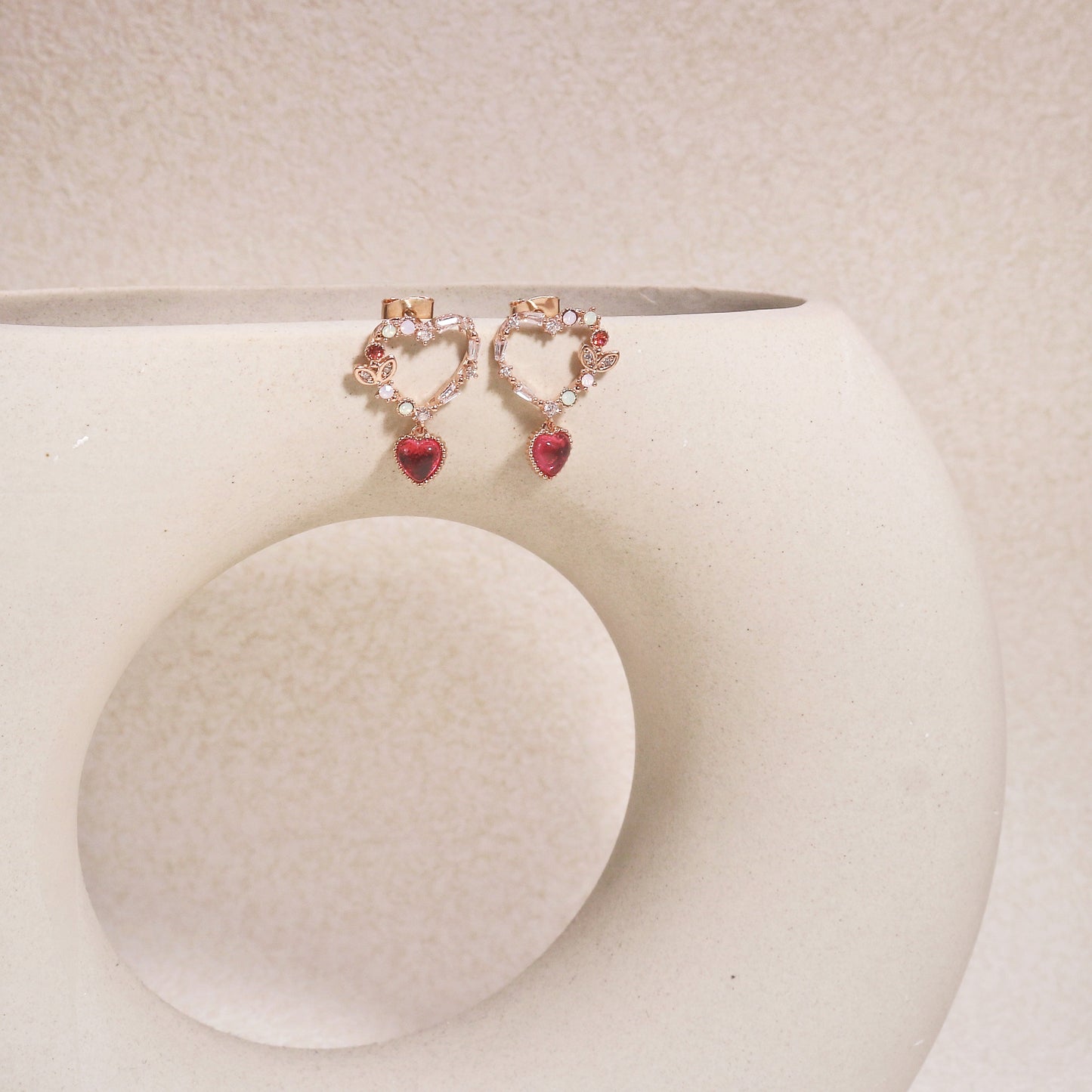 Alessandra Dainty Heart Crystal Drop Earrings