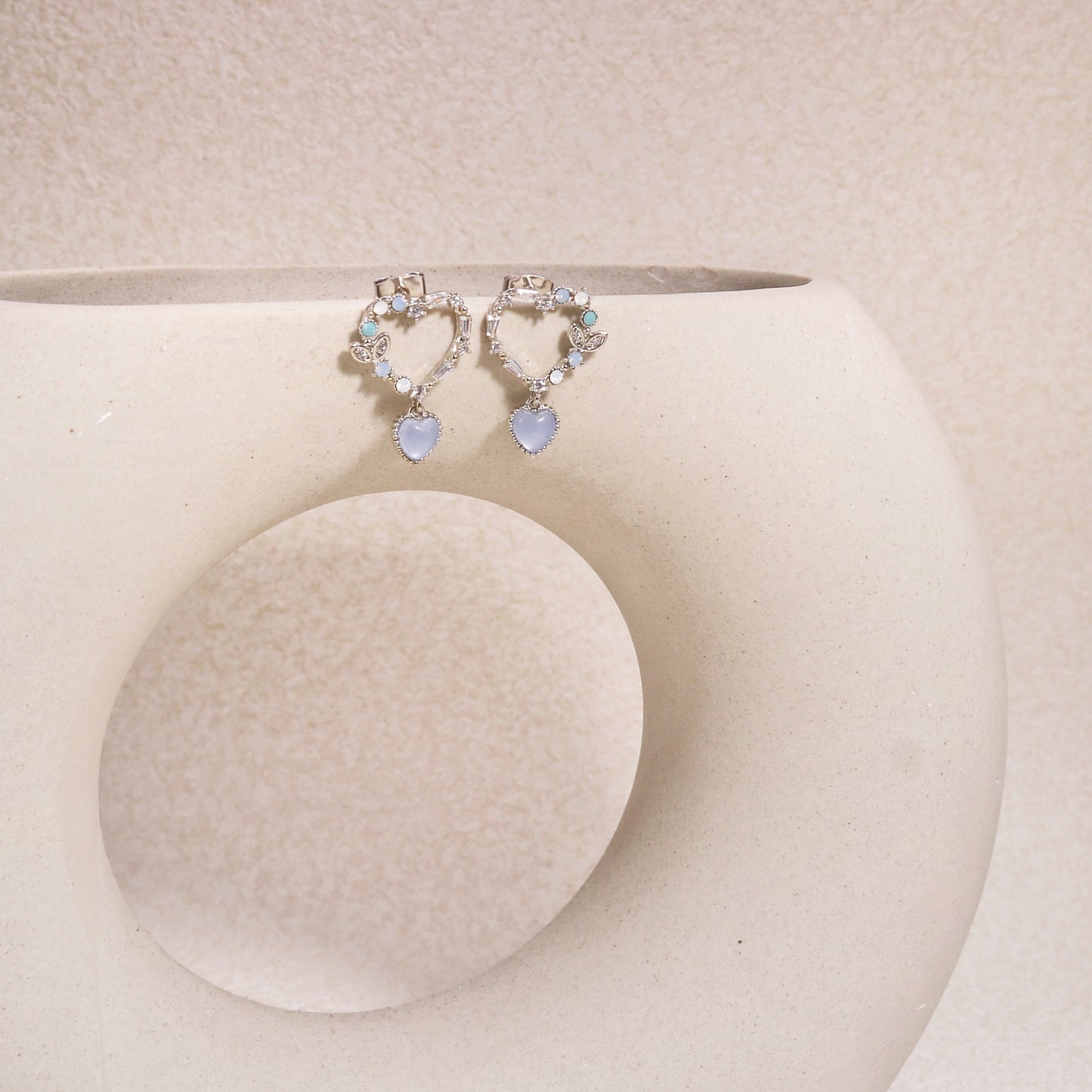 Alessandra Dainty Heart Crystal Drop Earrings
