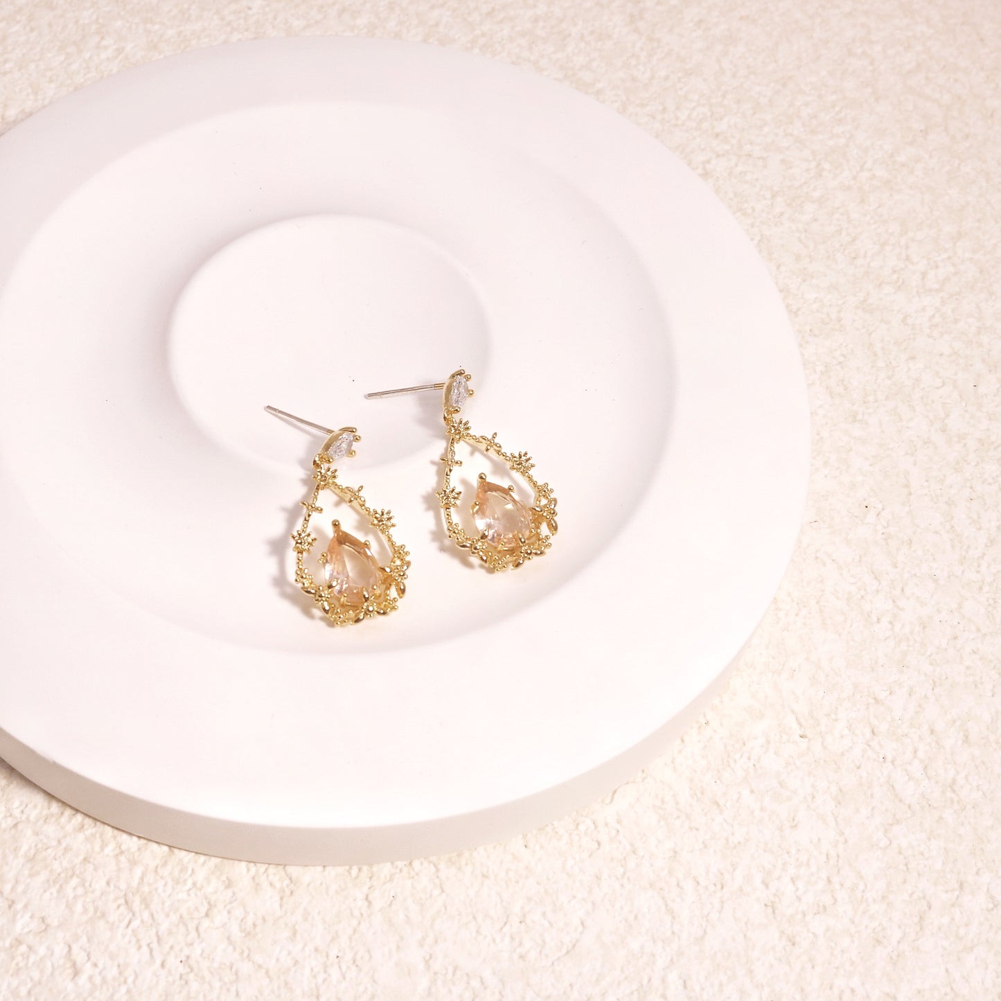 BellaRose Victorian-inspired Champagne Gold Drop Earrings