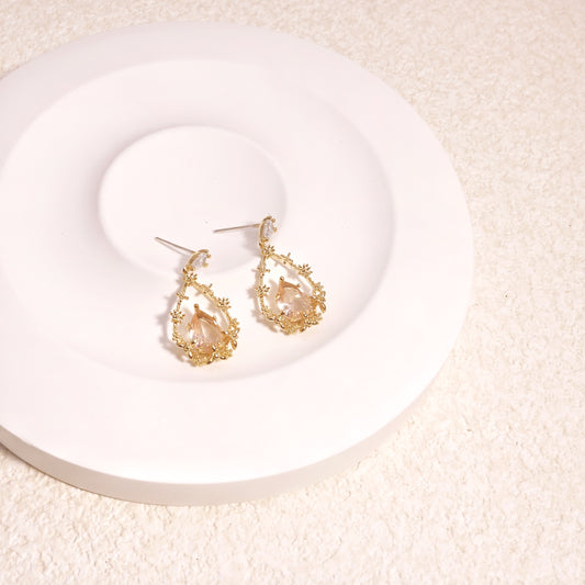 BellaRose Victorian-inspired Champagne Gold Drop Earrings