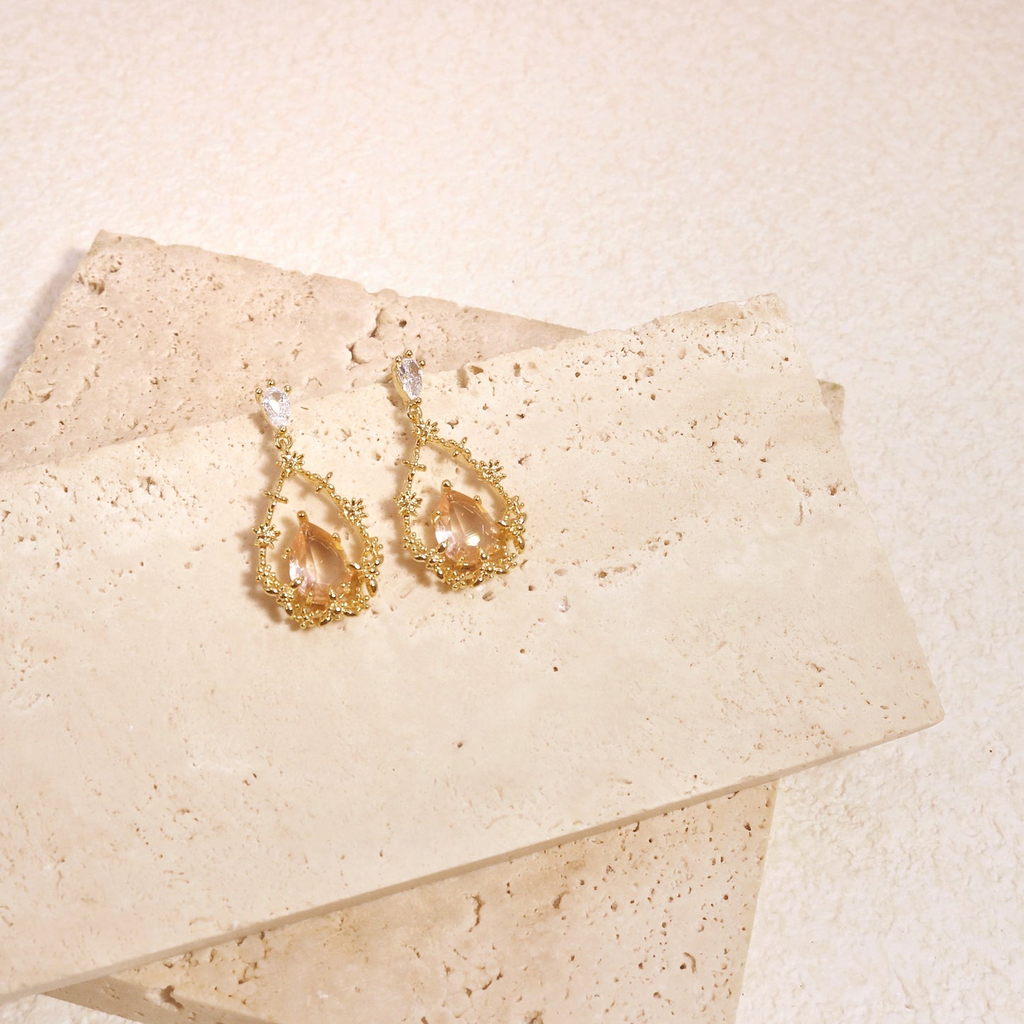 BellaRose Victorian-inspired Champagne Gold Drop Earrings