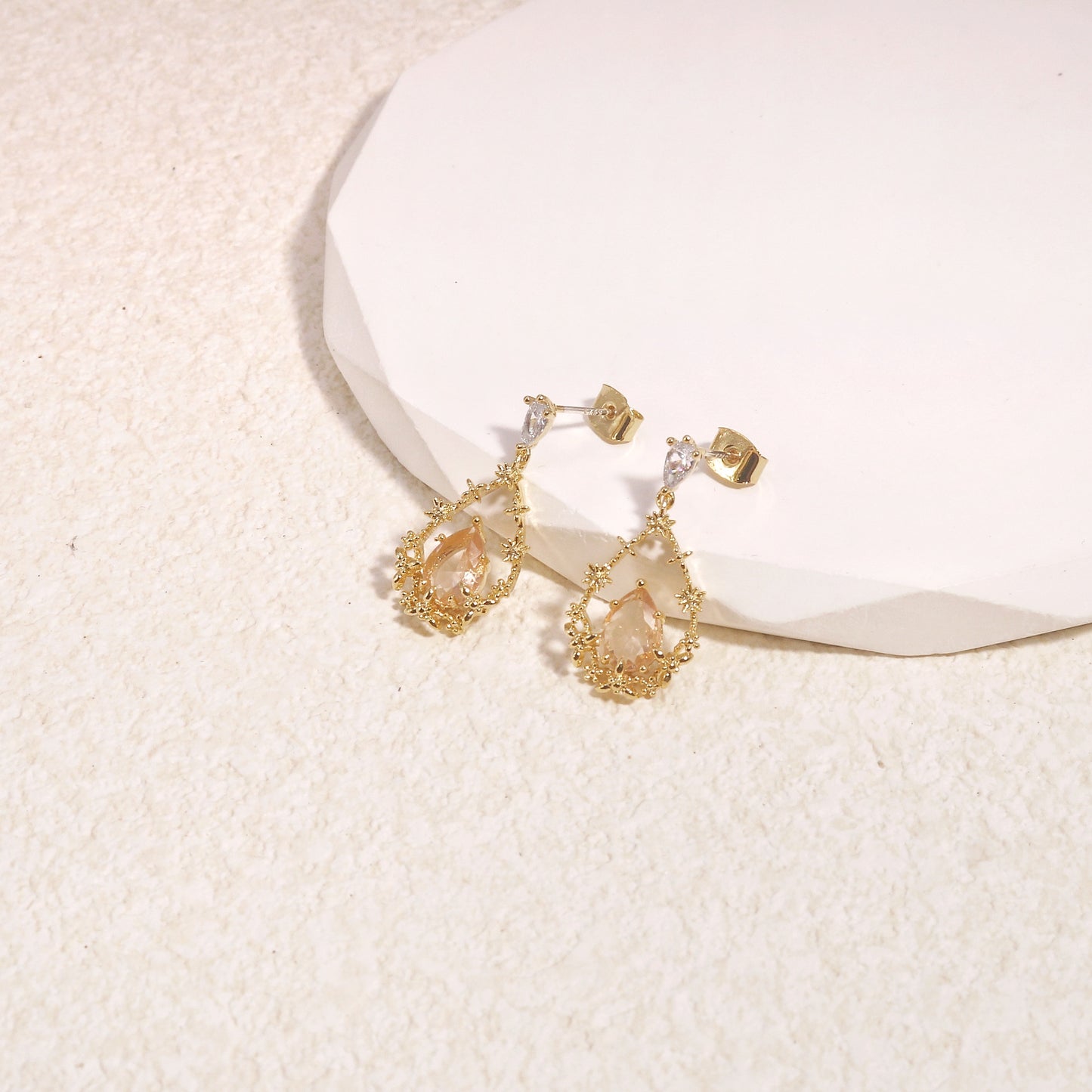 BellaRose Victorian-inspired Champagne Gold Drop Earrings