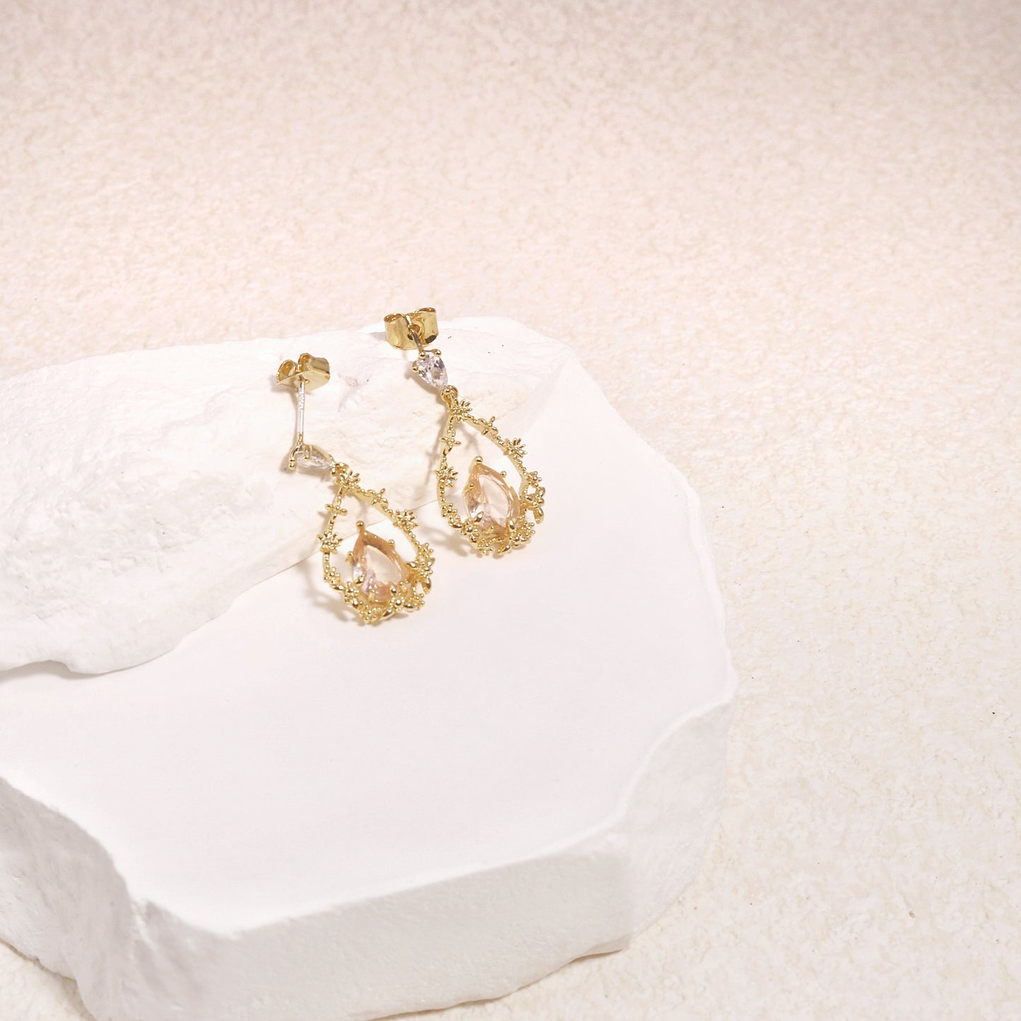 BellaRose Victorian-inspired Champagne Gold Drop Earrings