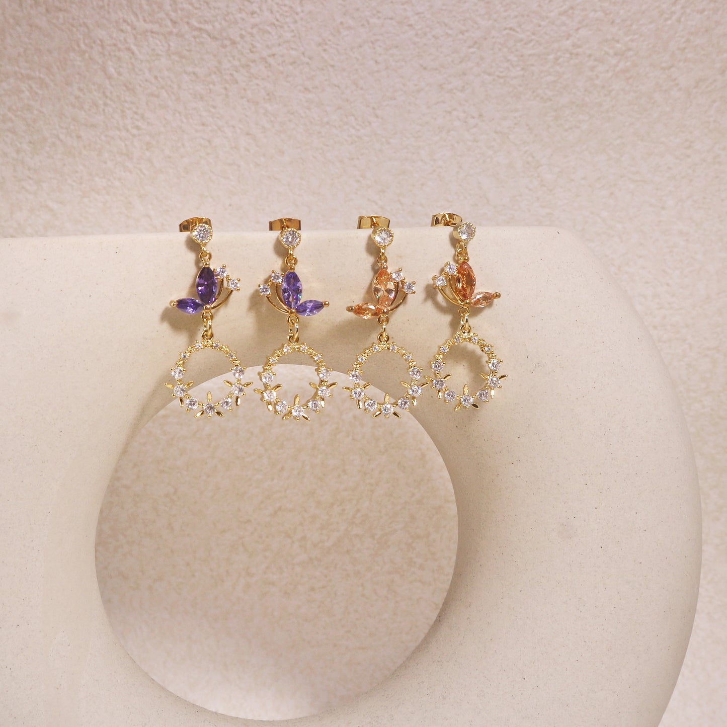 Mileena Delicate Butterfly Gold Drop Earrings