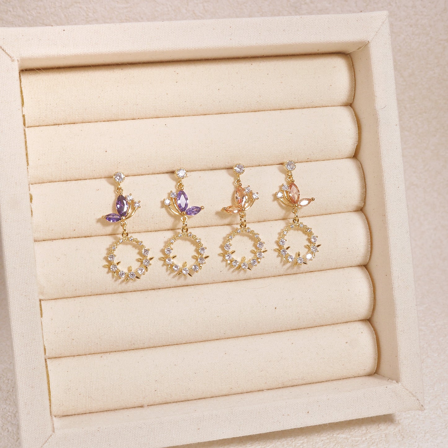 Mileena Delicate Butterfly Gold Drop Earrings