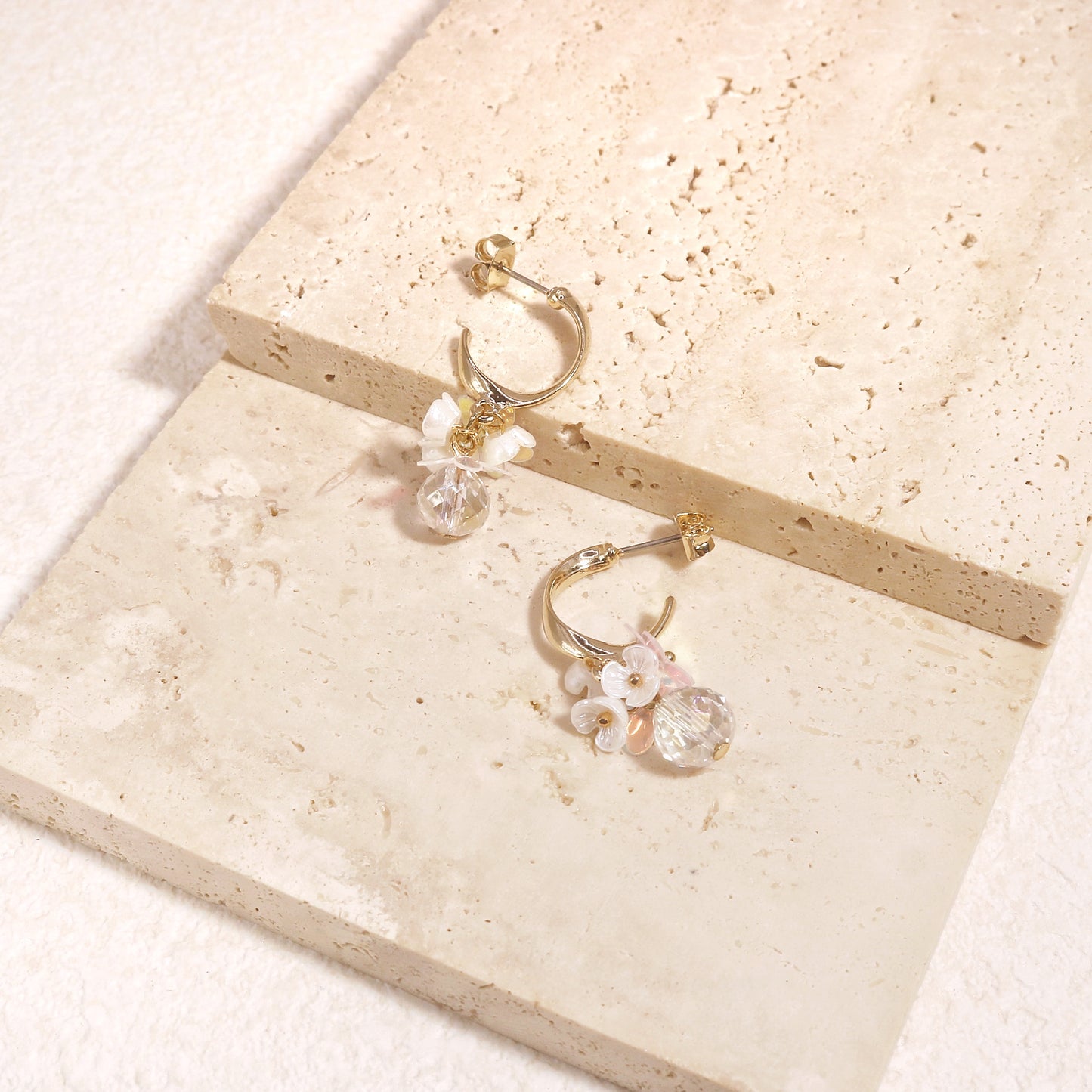 Jaspal Floral Cluster Gold Hoop Earrings