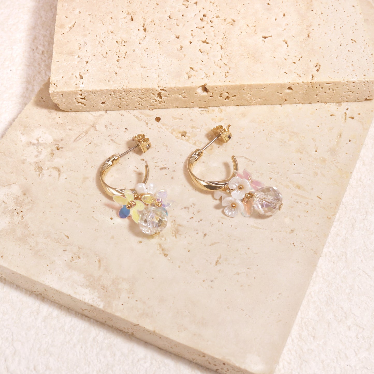 Jaspal Floral Cluster Gold Hoop Earrings