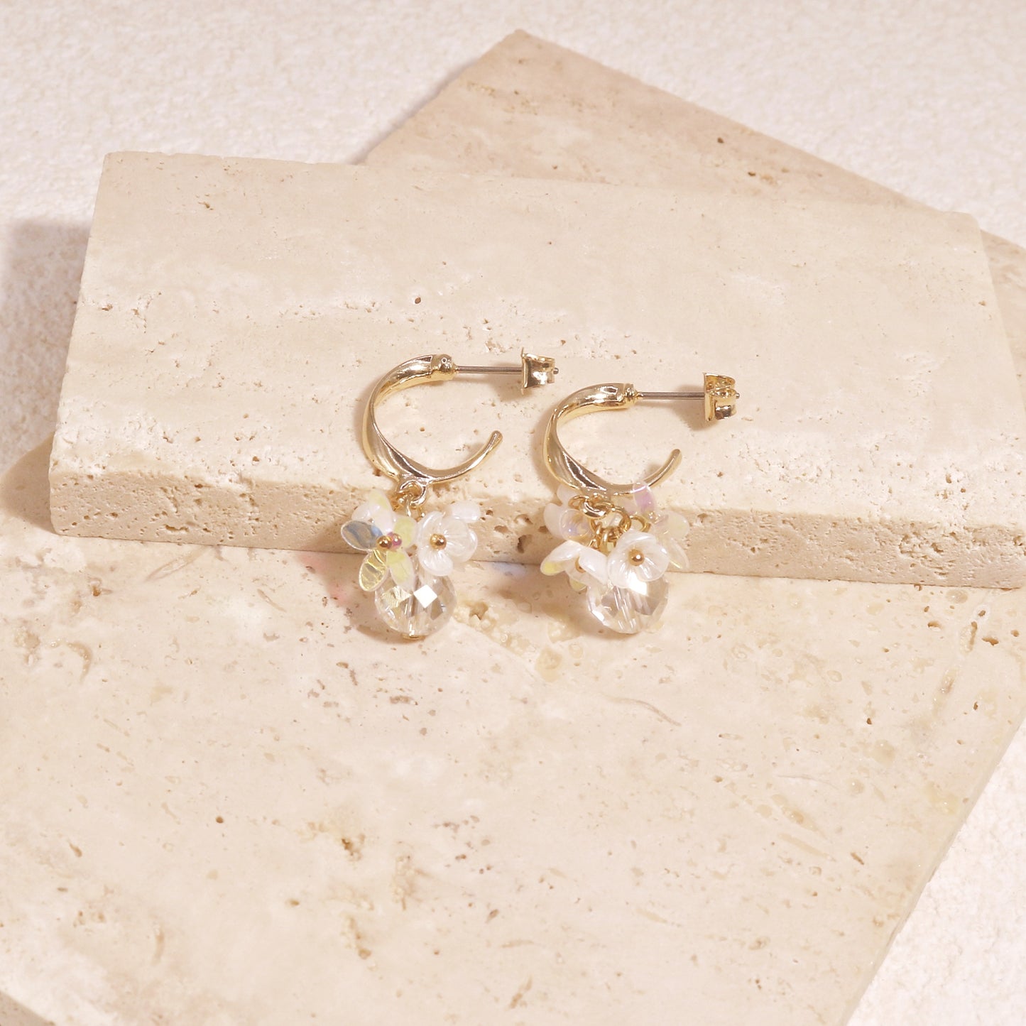 Jaspal Floral Cluster Gold Hoop Earrings