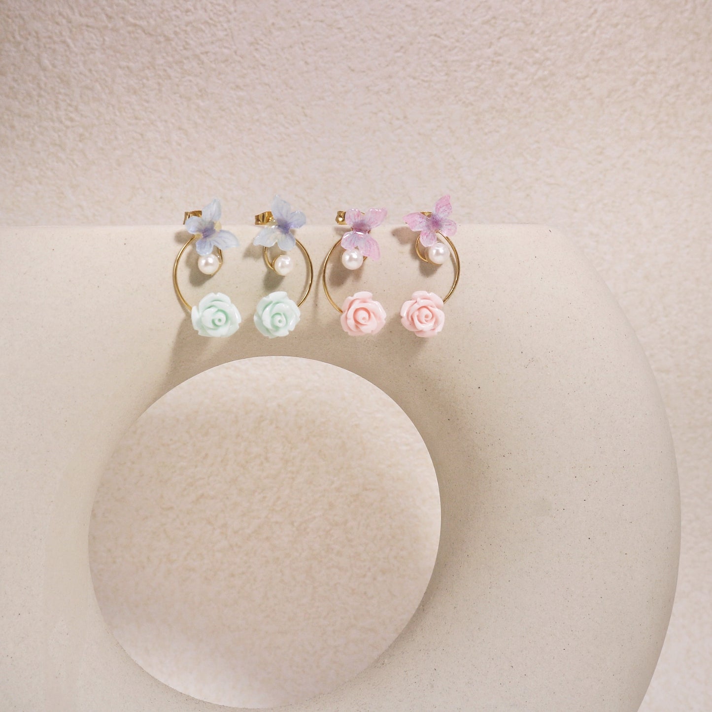 Jenna Pastel Colored Curved Butterfly Climber Earrings