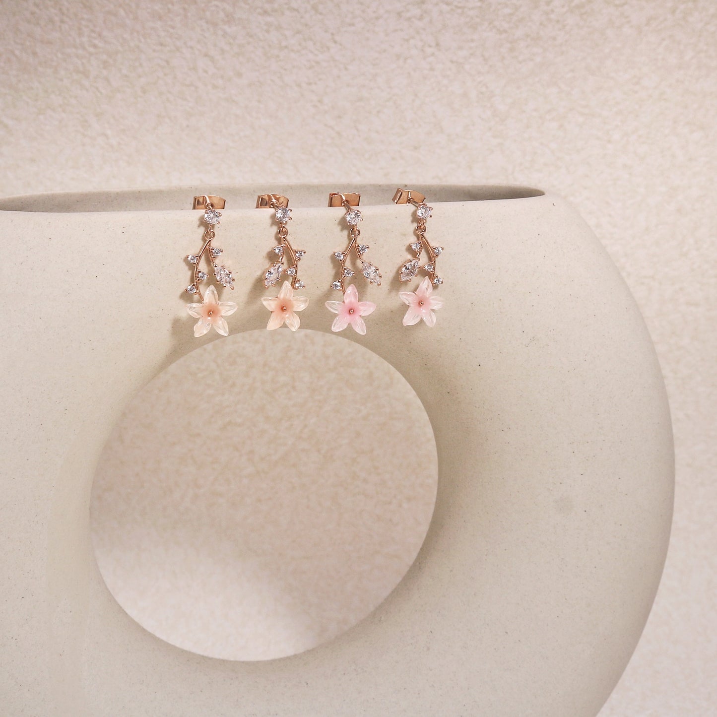 Lynette Delicate CZ Floral Drop Dangle Earrings
