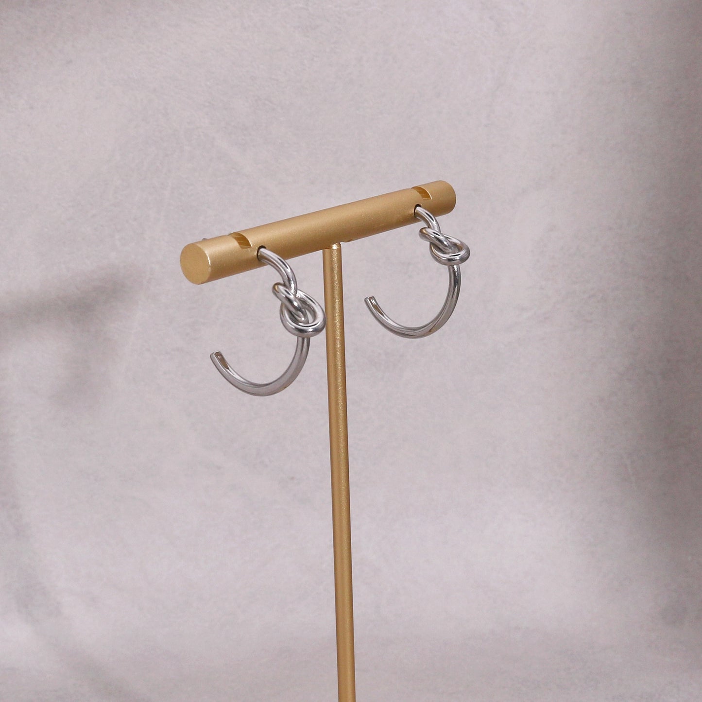 Kiara Non Tarnish Minimalist Steel Knot Hoop Earrings