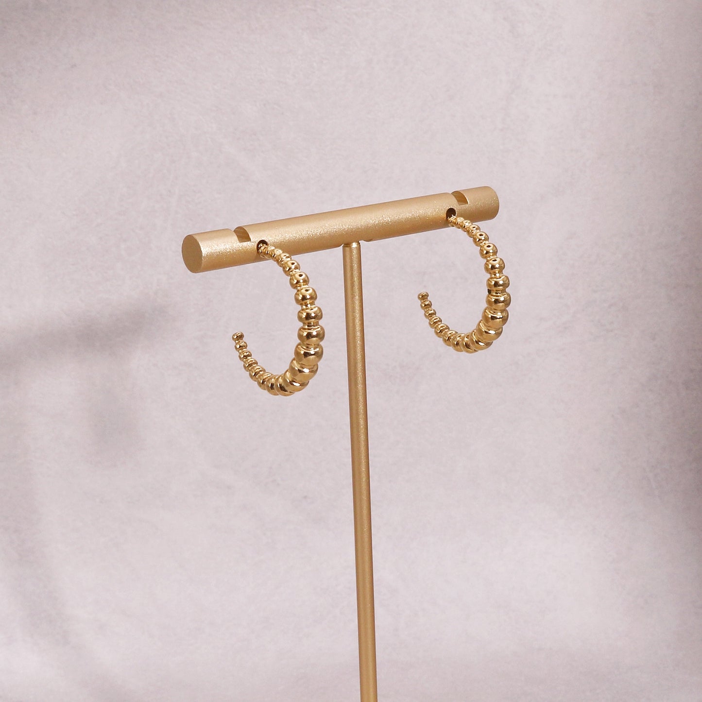 Evangeline Non Tarnish Steel Beaded Hoop Earrings