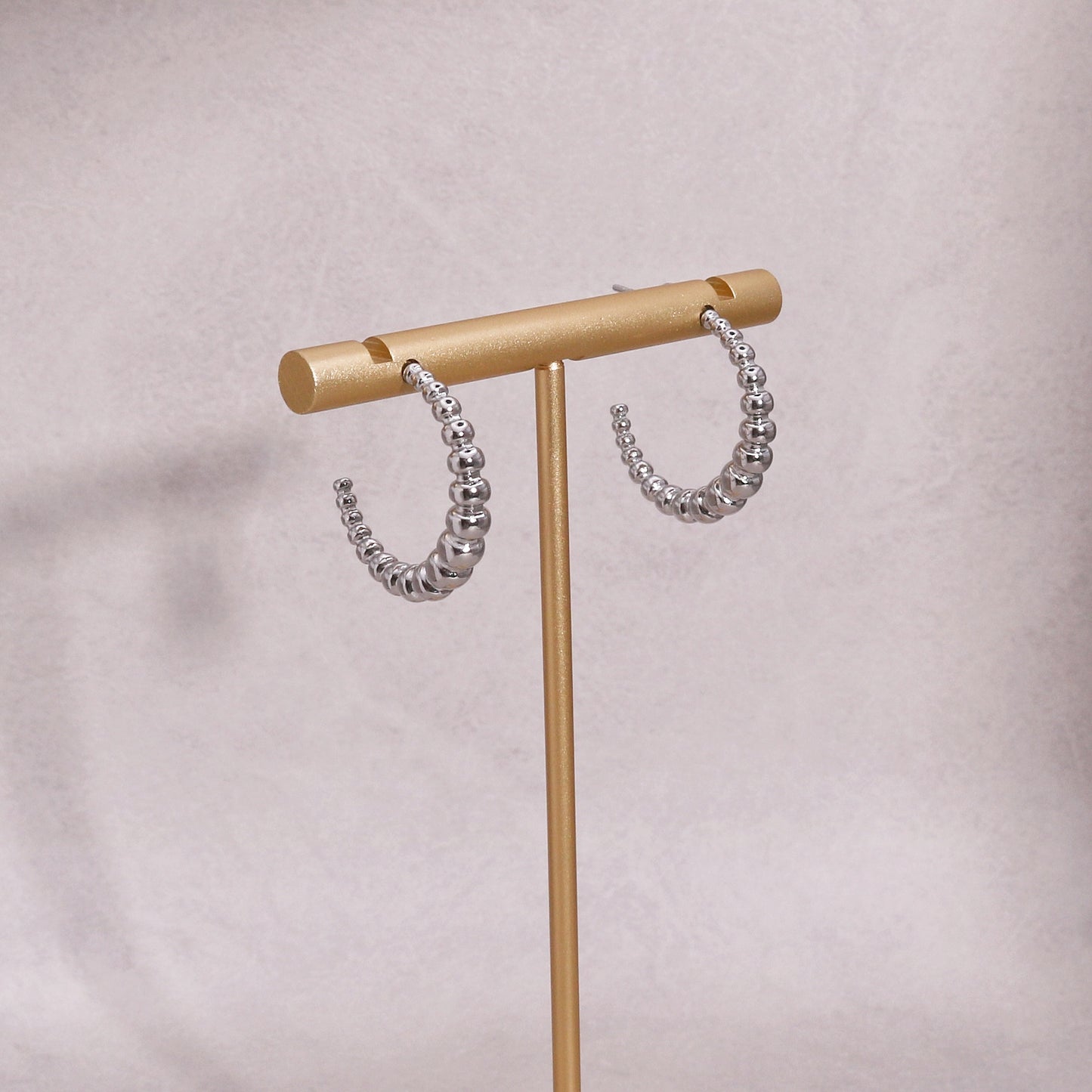 Evangeline Non Tarnish Steel Beaded Hoop Earrings