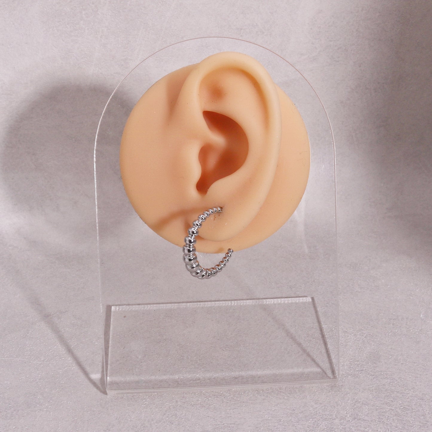 Evangeline Non Tarnish Steel Beaded Hoop Earrings