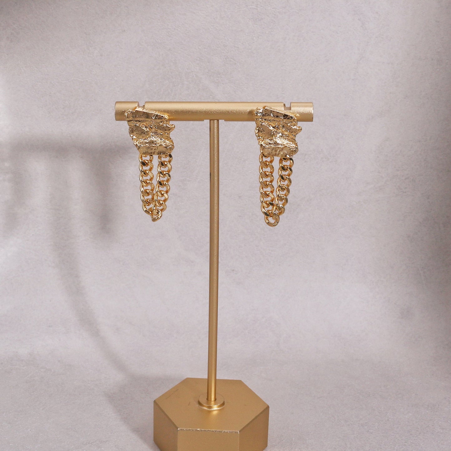 Hadley Grunge Metal Chain Link Drop Earrings