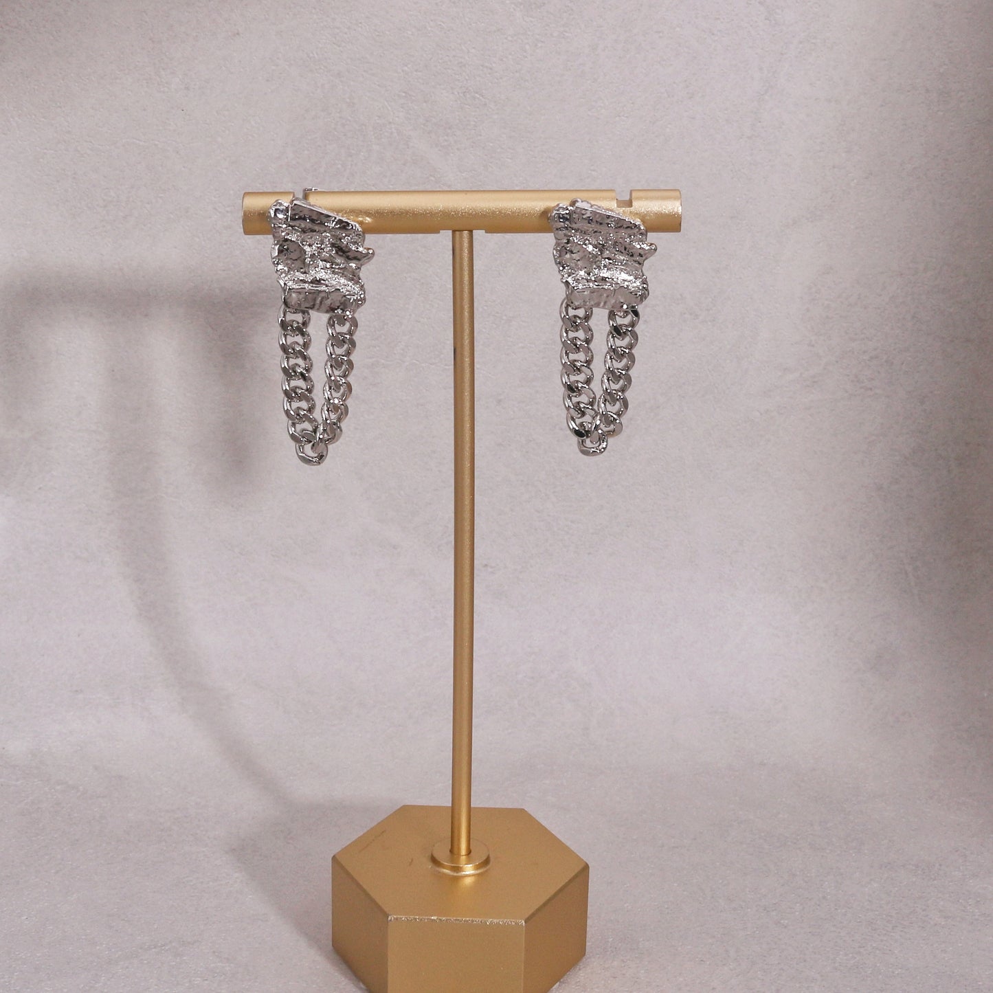 Hadley Grunge Metal Chain Link Drop Earrings