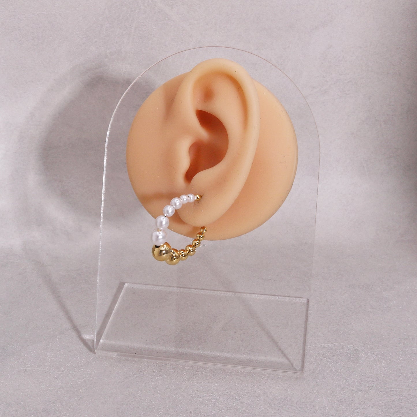 Alicia Beaded Metal and Pearl Hoop Earrings