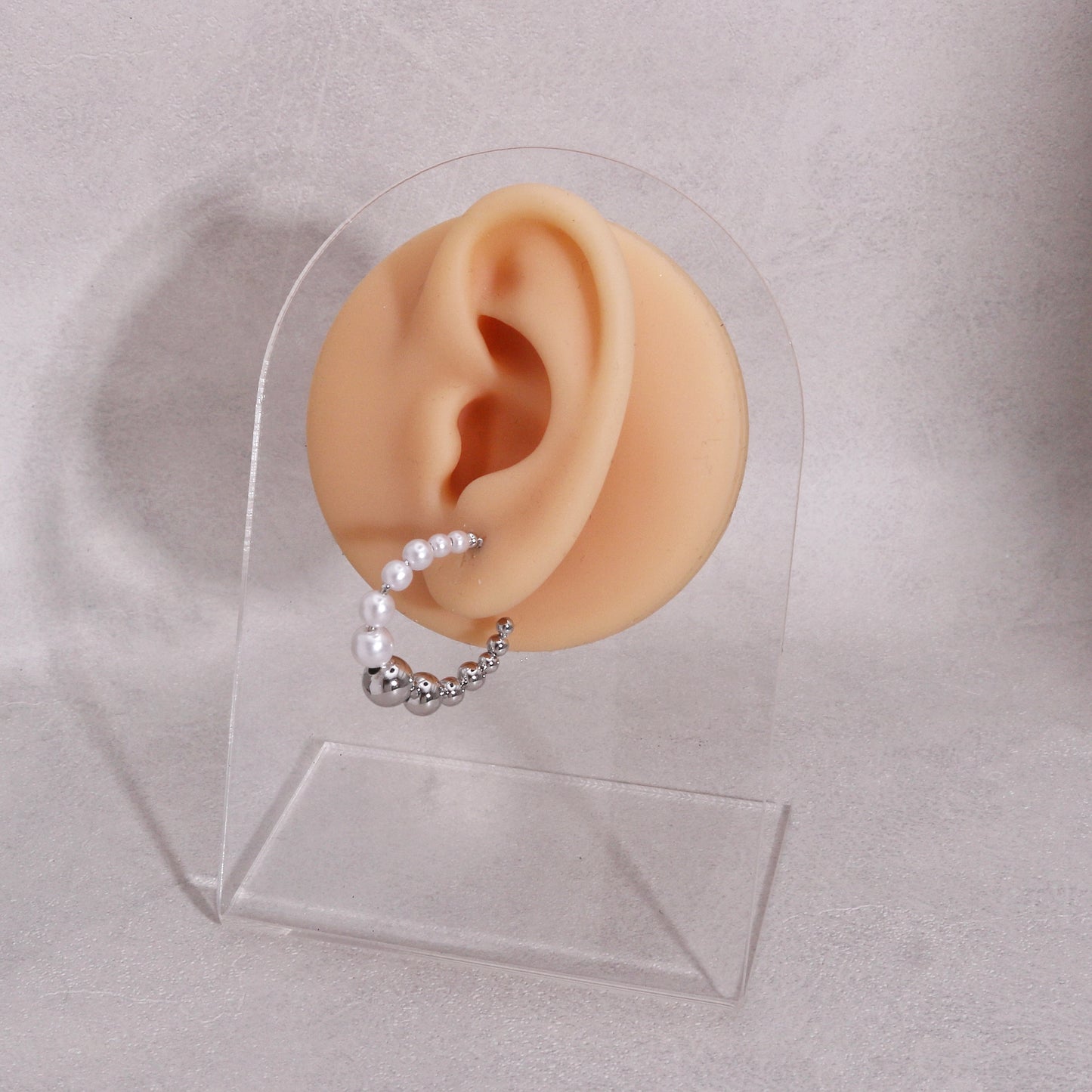 Alicia Beaded Metal and Pearl Hoop Earrings