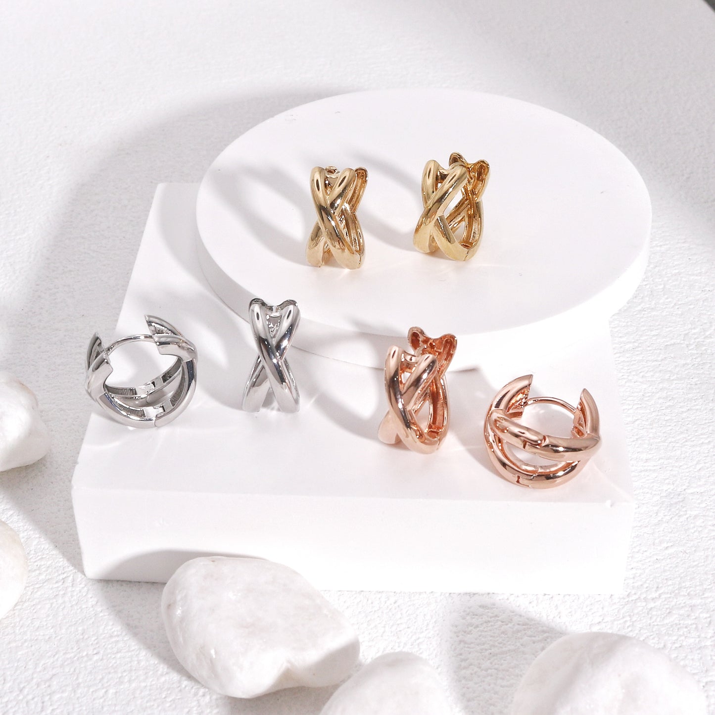 Charlotte Minimalist Cross Styled Hoop Earrings