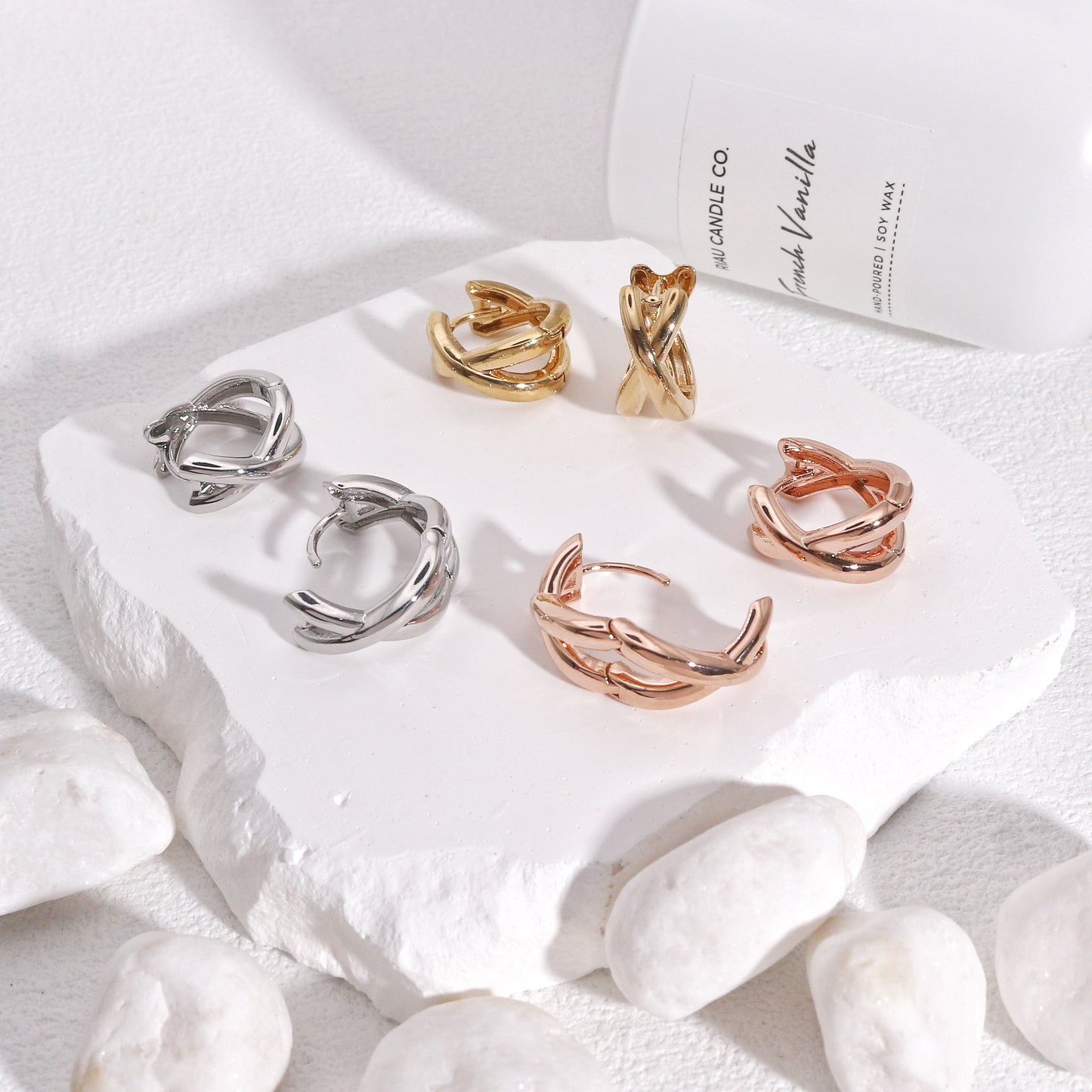 Charlotte Minimalist Cross Styled Hoop Earrings