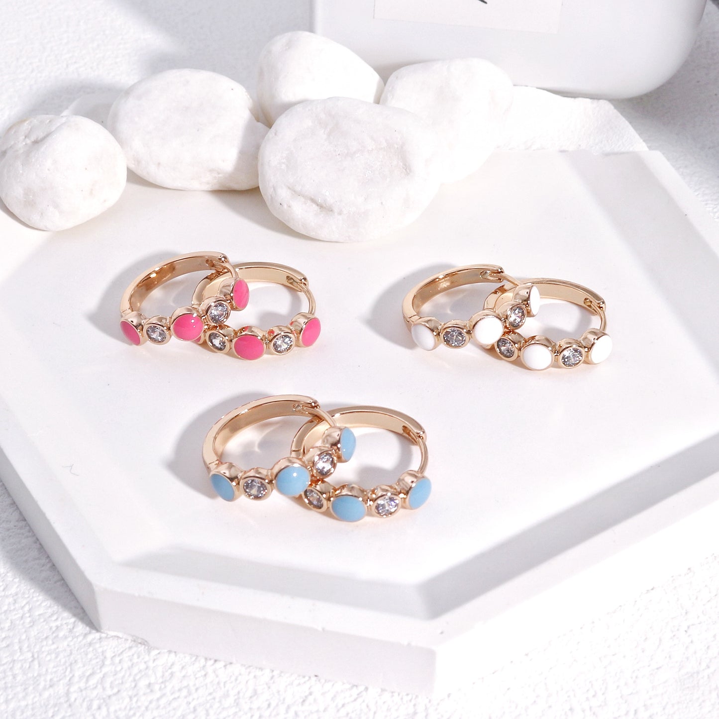 Julia Enamel CZ Hoop Earrings