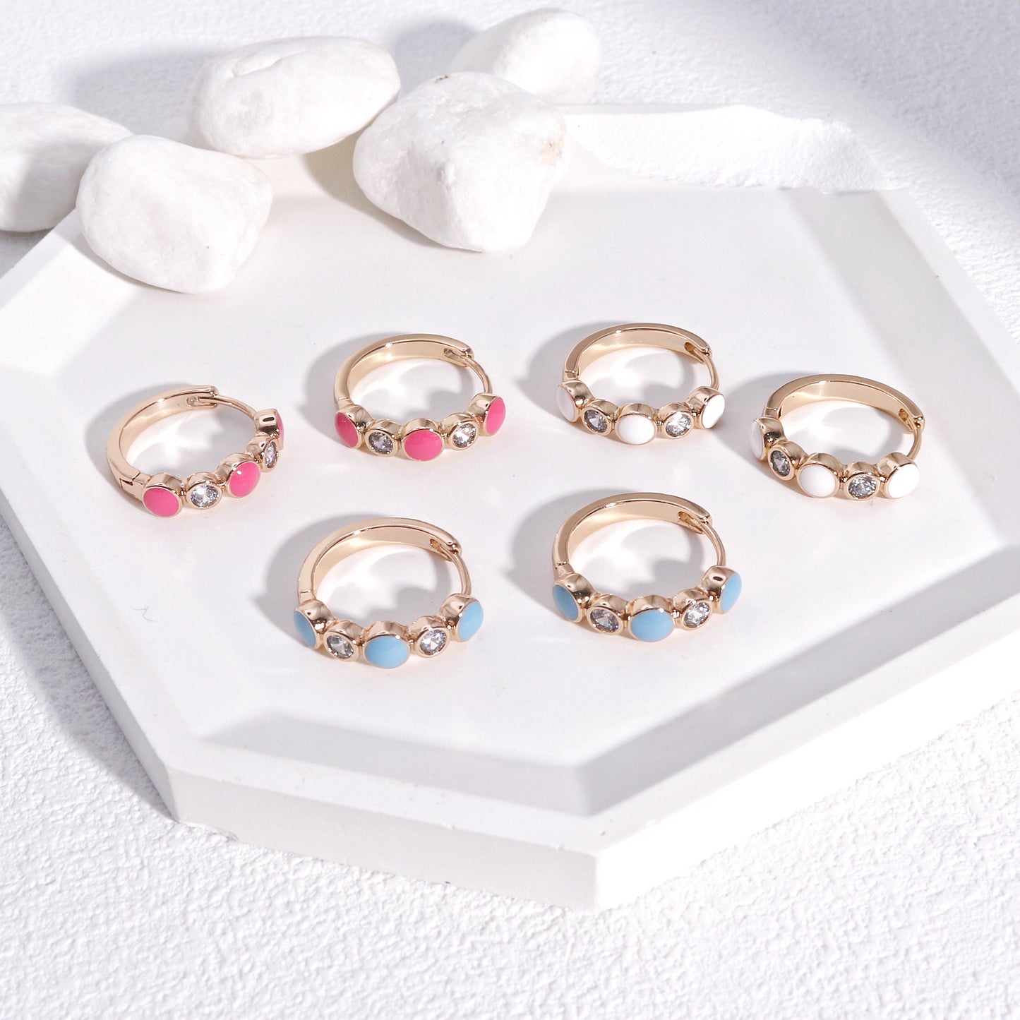 Julia Enamel CZ Hoop Earrings