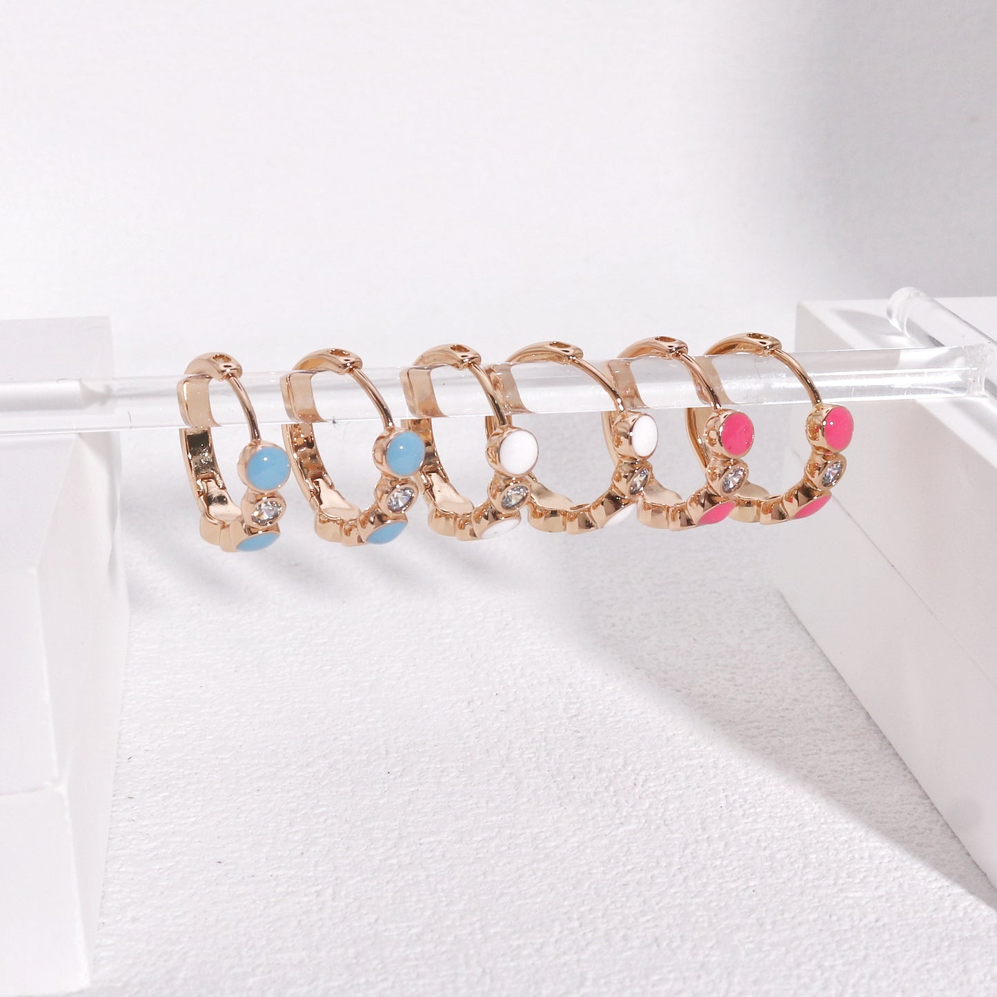 Julia Enamel CZ Hoop Earrings