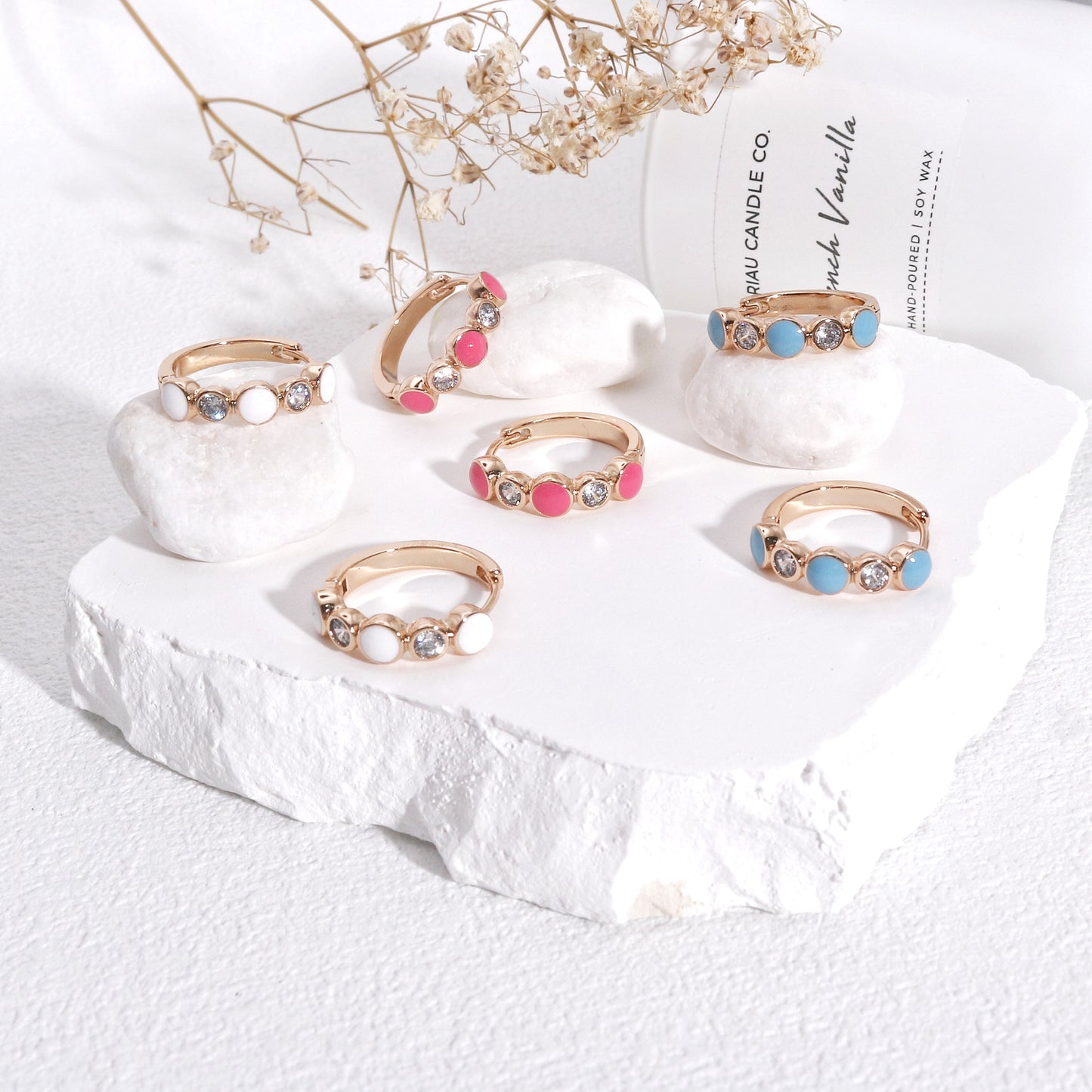 Julia Enamel CZ Hoop Earrings