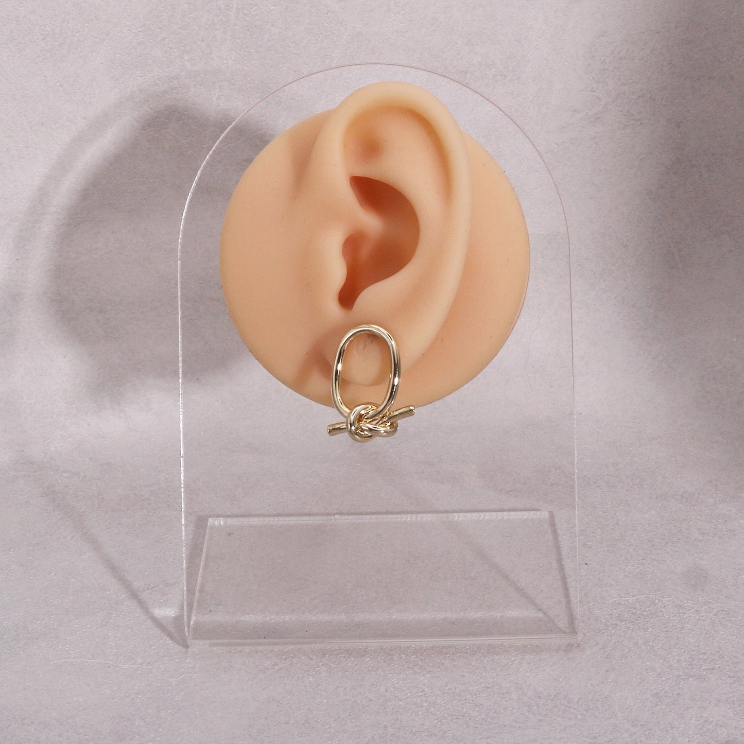 Charleigh Unique Metal Oval with Knot Dangle Earrings