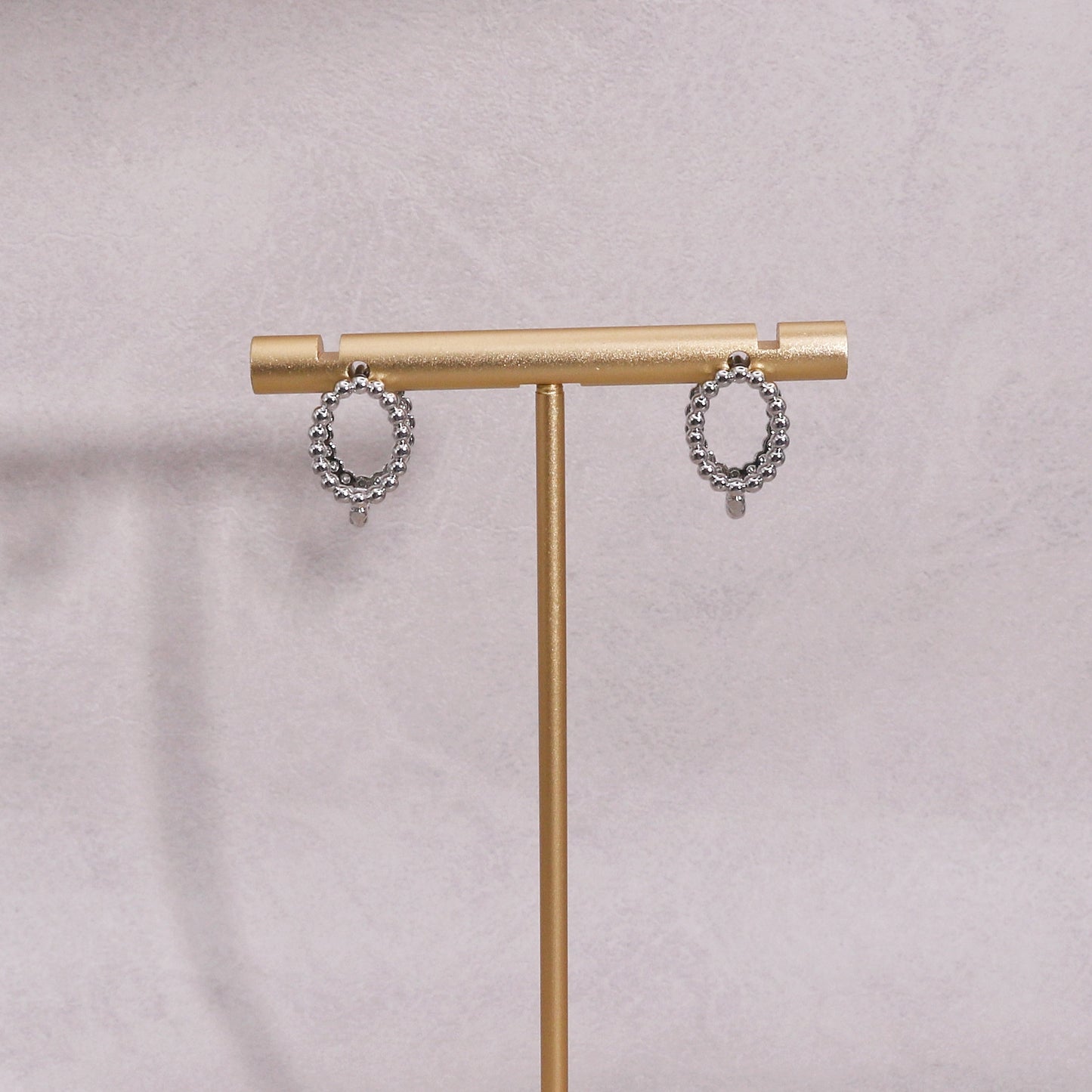 Gemma Minimalist Beaded Oval Metal Hoop Earrings