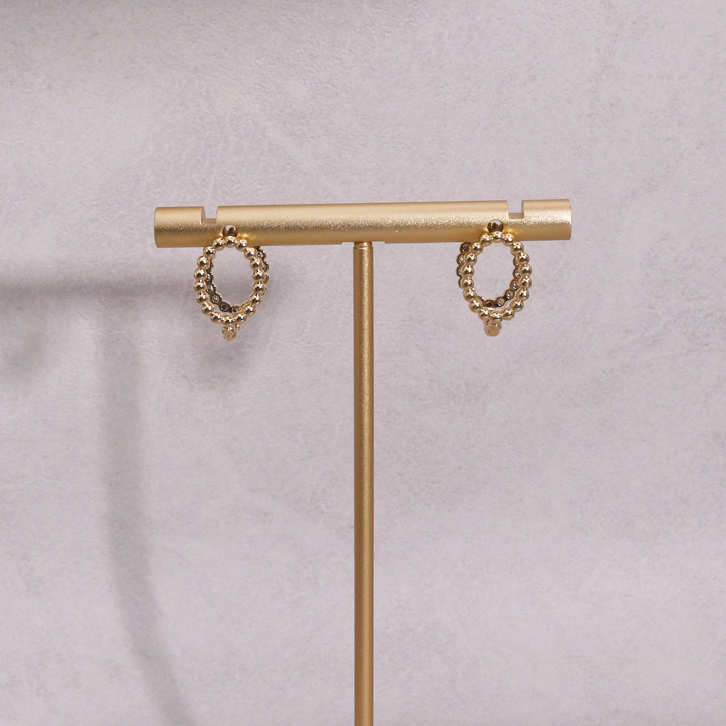 Gemma Minimalist Beaded Oval Metal Hoop Earrings