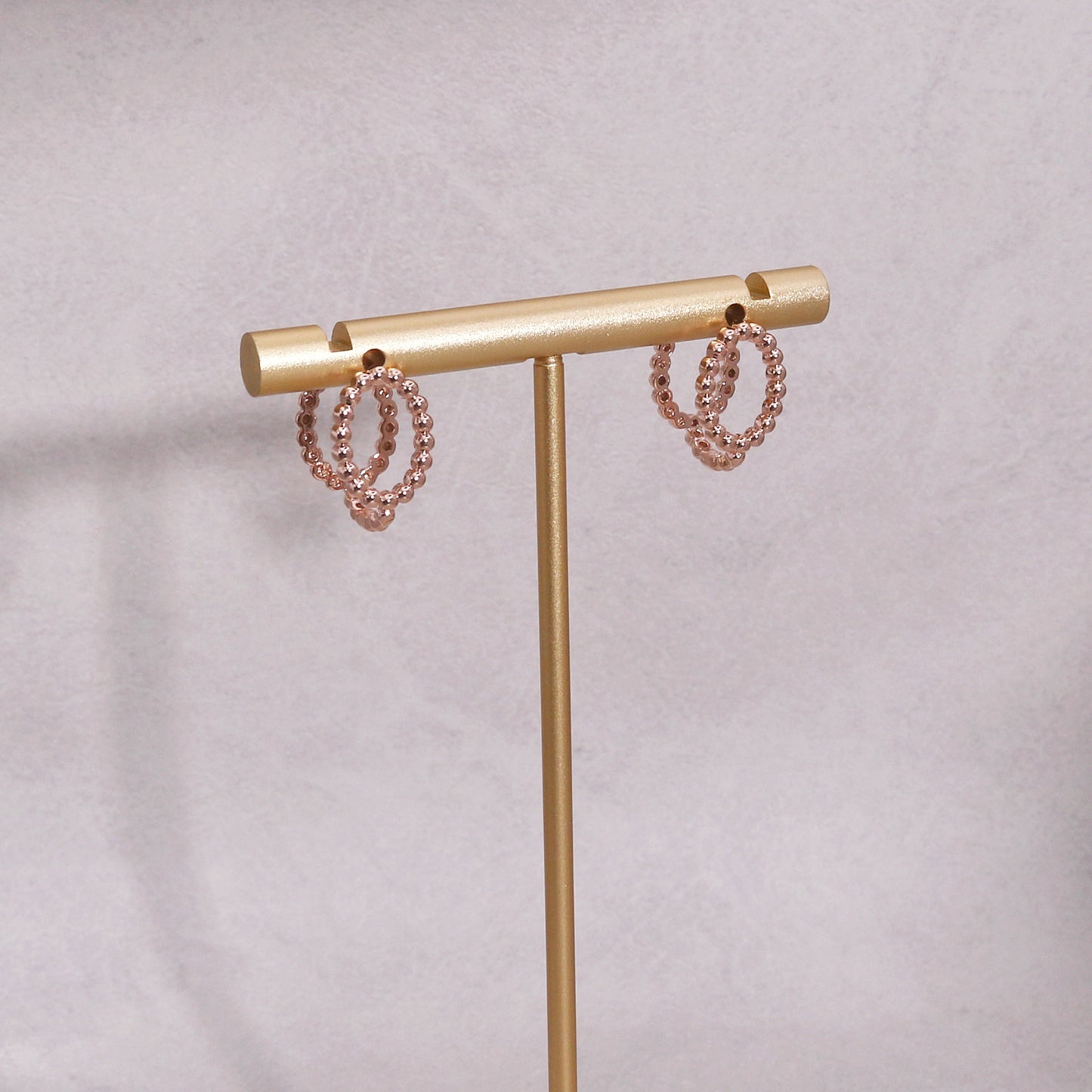 Gemma Minimalist Beaded Oval Metal Hoop Earrings