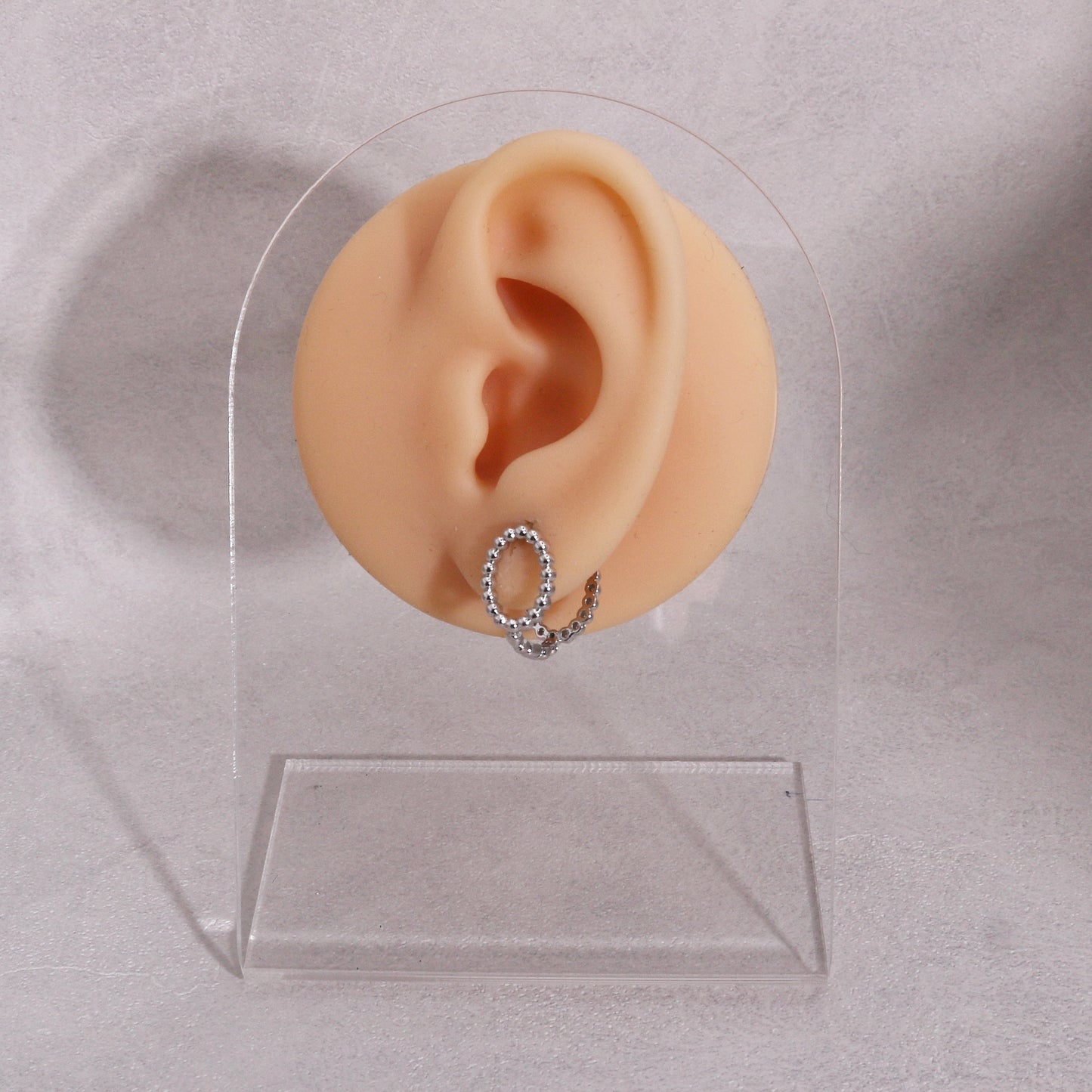 Gemma Minimalist Beaded Oval Metal Hoop Earrings