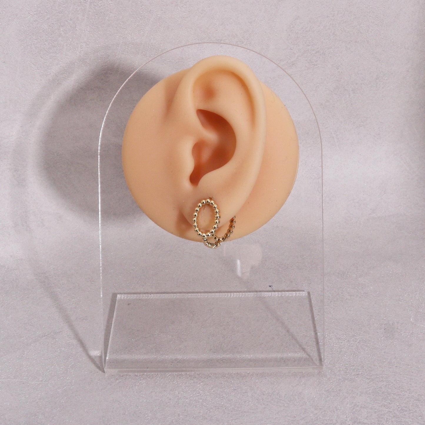 Gemma Minimalist Beaded Oval Metal Hoop Earrings