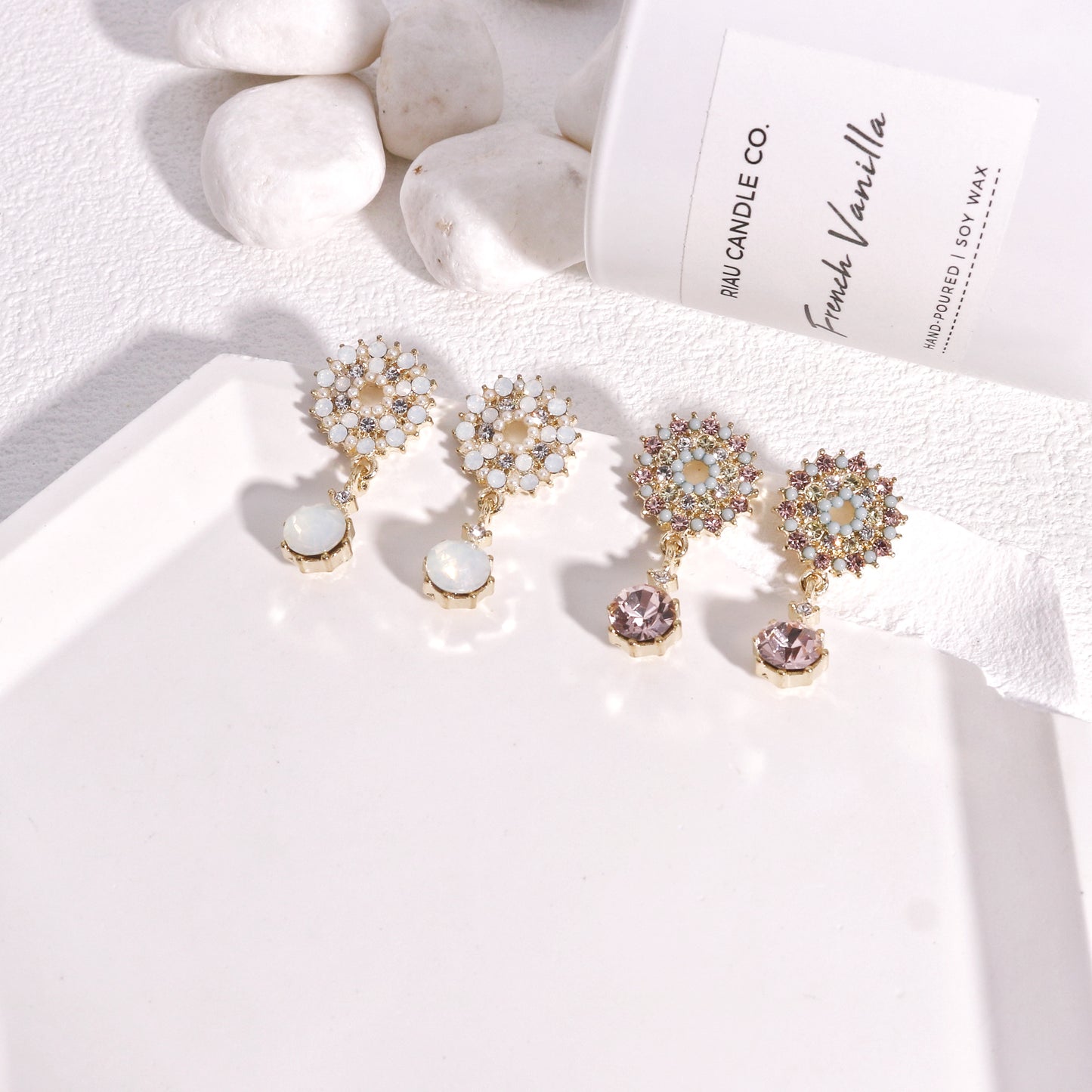 Crystal Starburst Drop Dangle Earrings