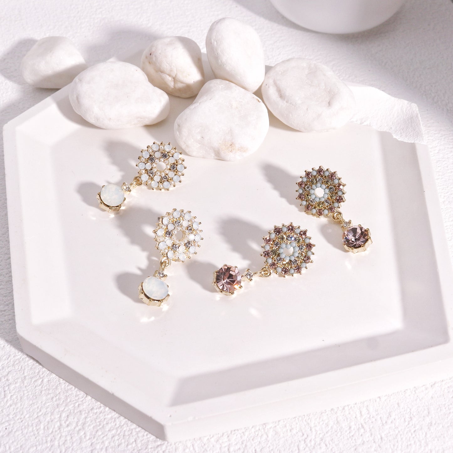 Crystal Starburst Drop Dangle Earrings