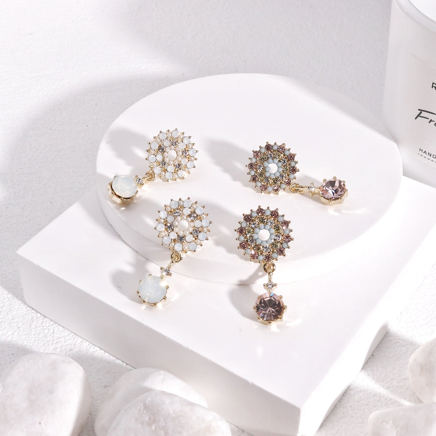 Crystal Starburst Drop Dangle Earrings